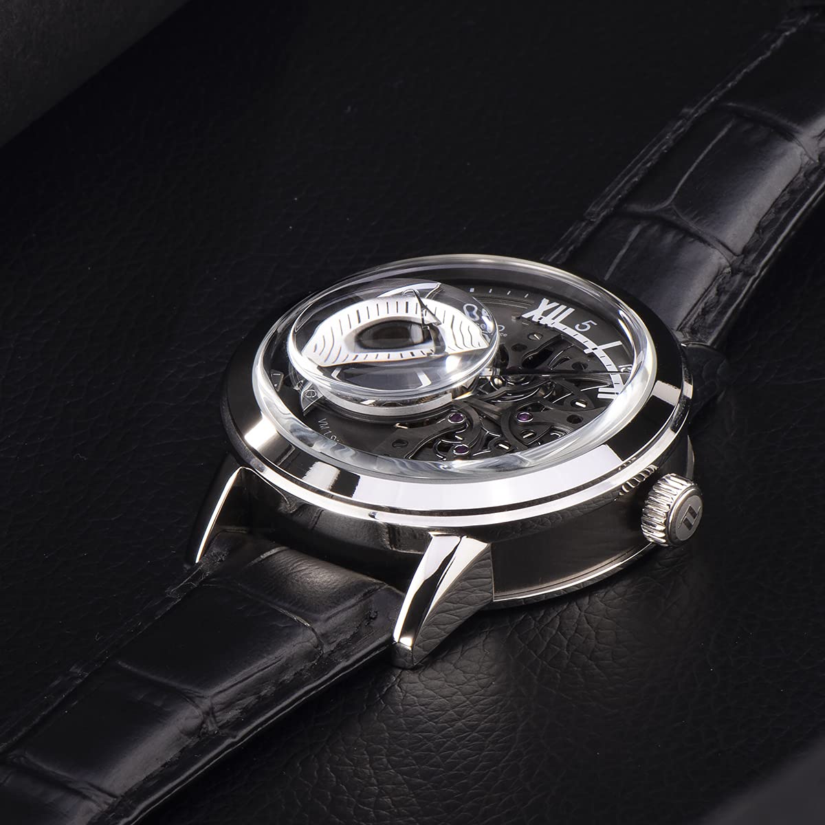 Luxury Rose Gold Men's Automatic Skeleton Watch with Genuine Leather Strap VM-1 - Perfect for Business Meetings, Formal Events & Everyday Wear