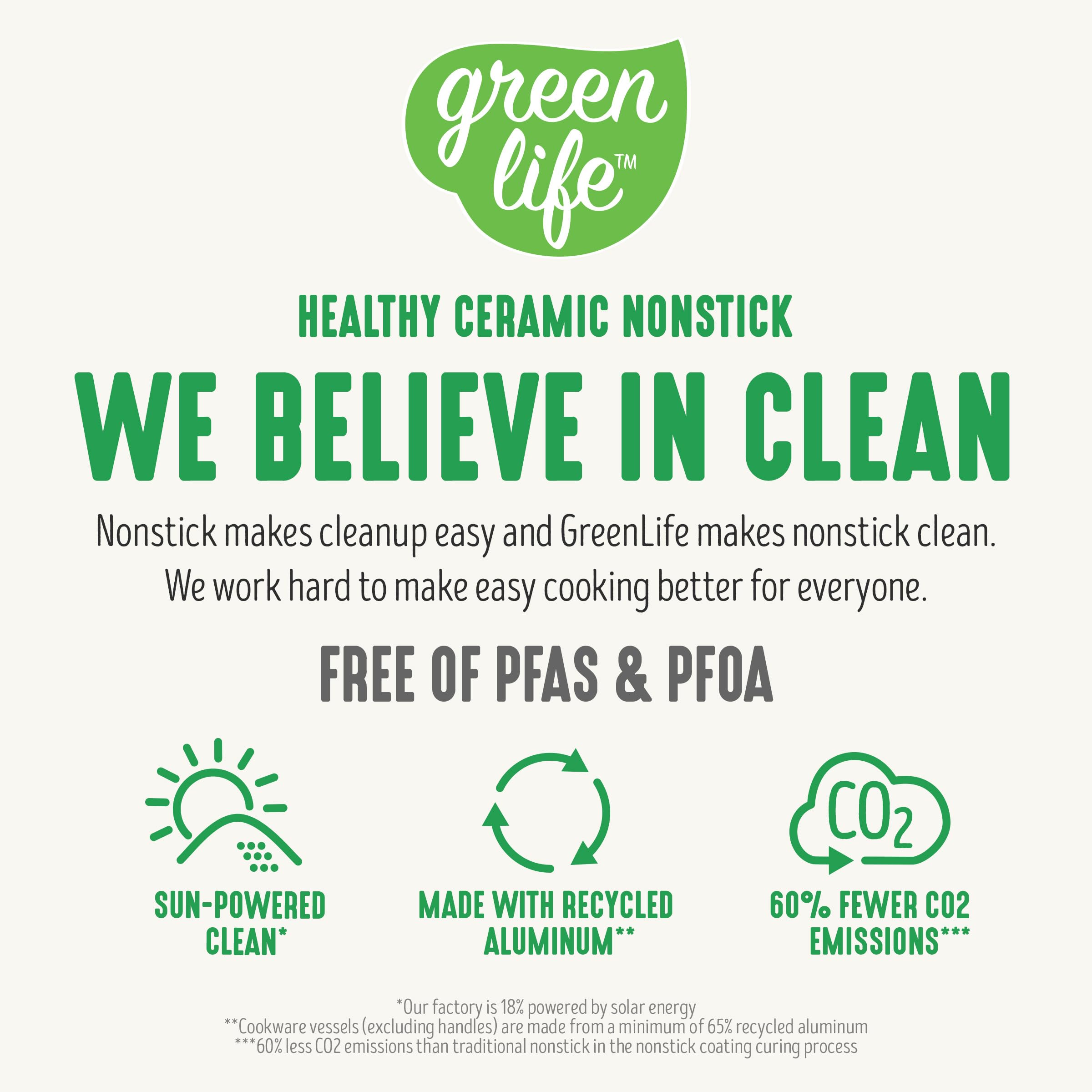 GreenLife Soft Grip 16-Piece Non-Toxic Ceramic Nonstick Cookware Set - PFAS-Free, Wobble-Free Design with Glass Lids & Stay-Cool Handles - Oven & Dishwasher Safe Frying Pan, Saucepan, Saute Pan & Utensils - Perfect for Healthy Cooking, Family Meals & Everyday Kitchen Use
