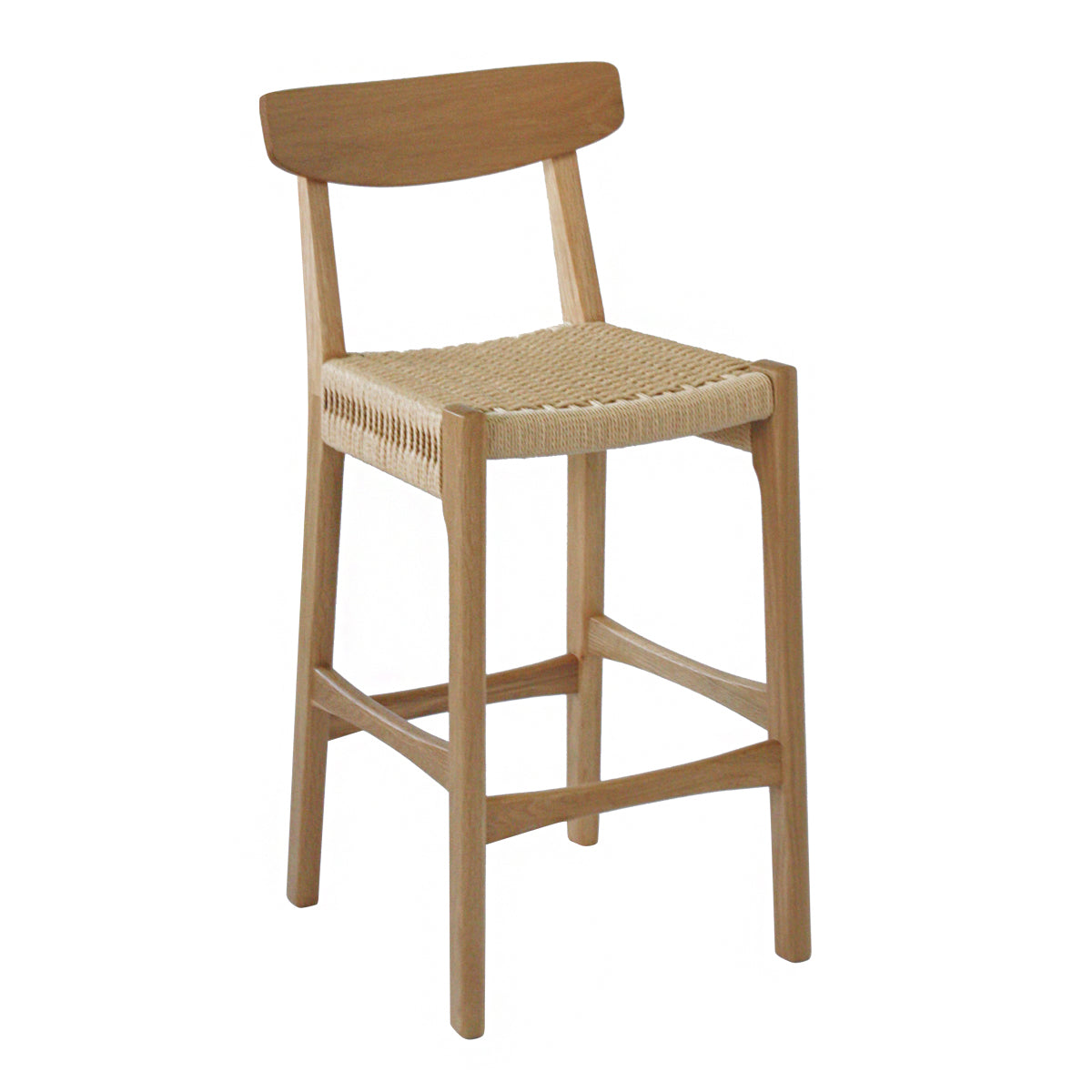 Fitzroy Rattan Bar Stool With Backrest - Natural Wicker Counter Height Stool for Kitchen Island, Patio & Outdoor Dining - Comfortable & Stylish Bar Chair for Home Decor
