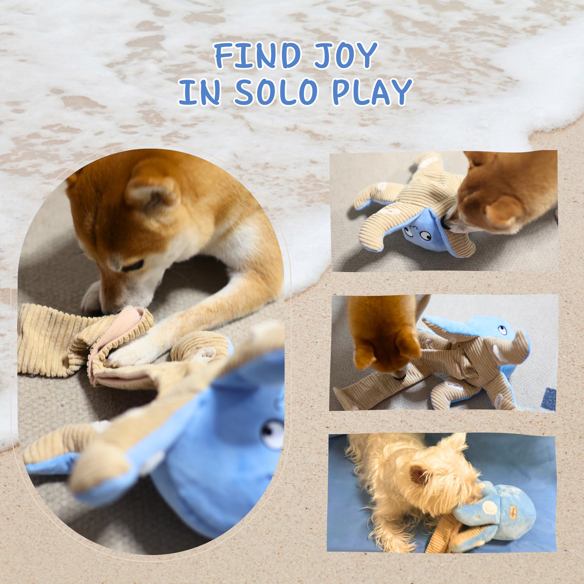 Interactive Squeaky Chew Puzzle Snuffle Dog Toy for Small, Medium & Large Dogs - Blue Octopus Design for Mental Stimulation & Playtime Fun