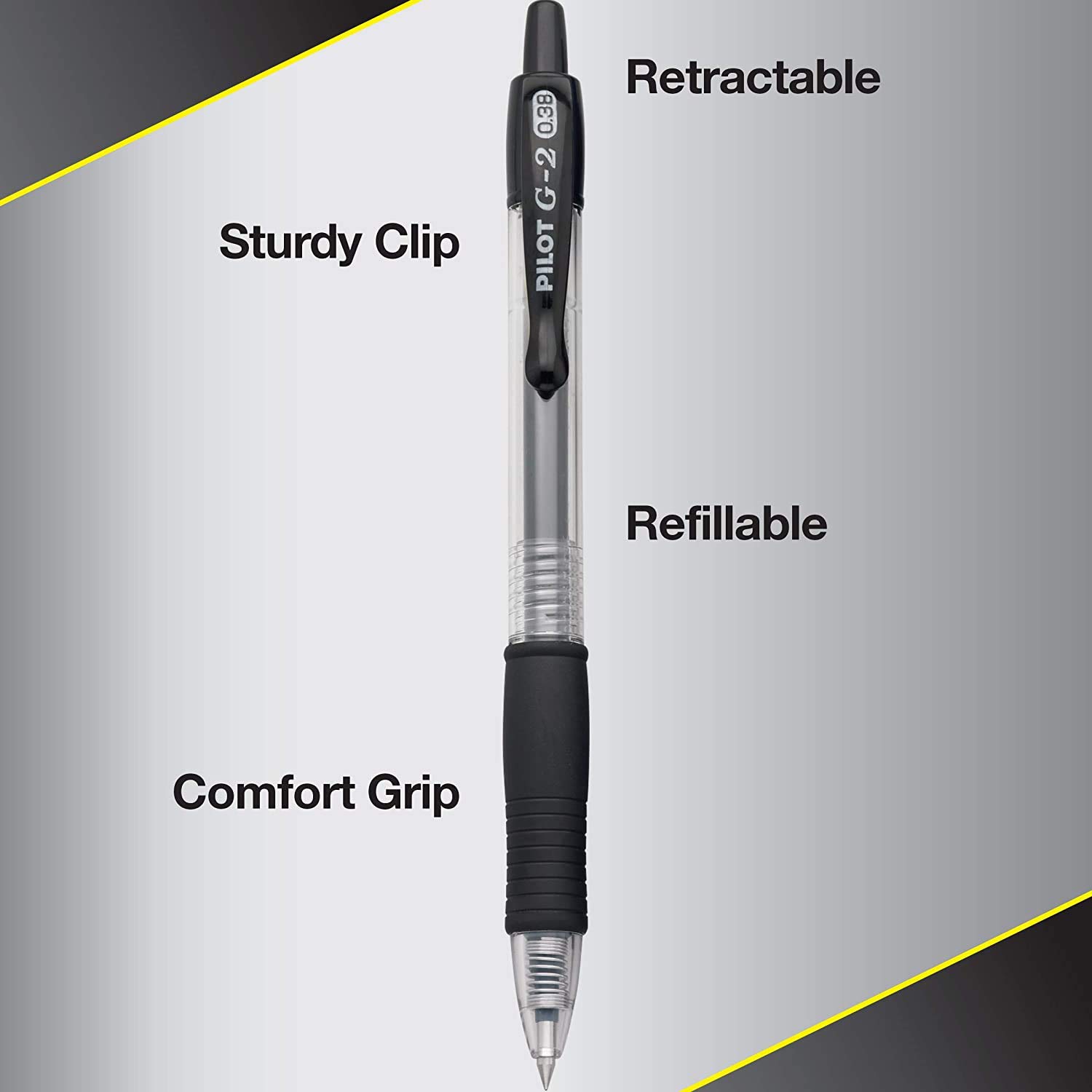 PILOT G2 Premium Refillable Retractable Gel Pens - Ultra Fine Point 0.38mm Black Ink (31277) - 3 Pack of 12 Pens for Office, School, Note Taking & Gift Giving