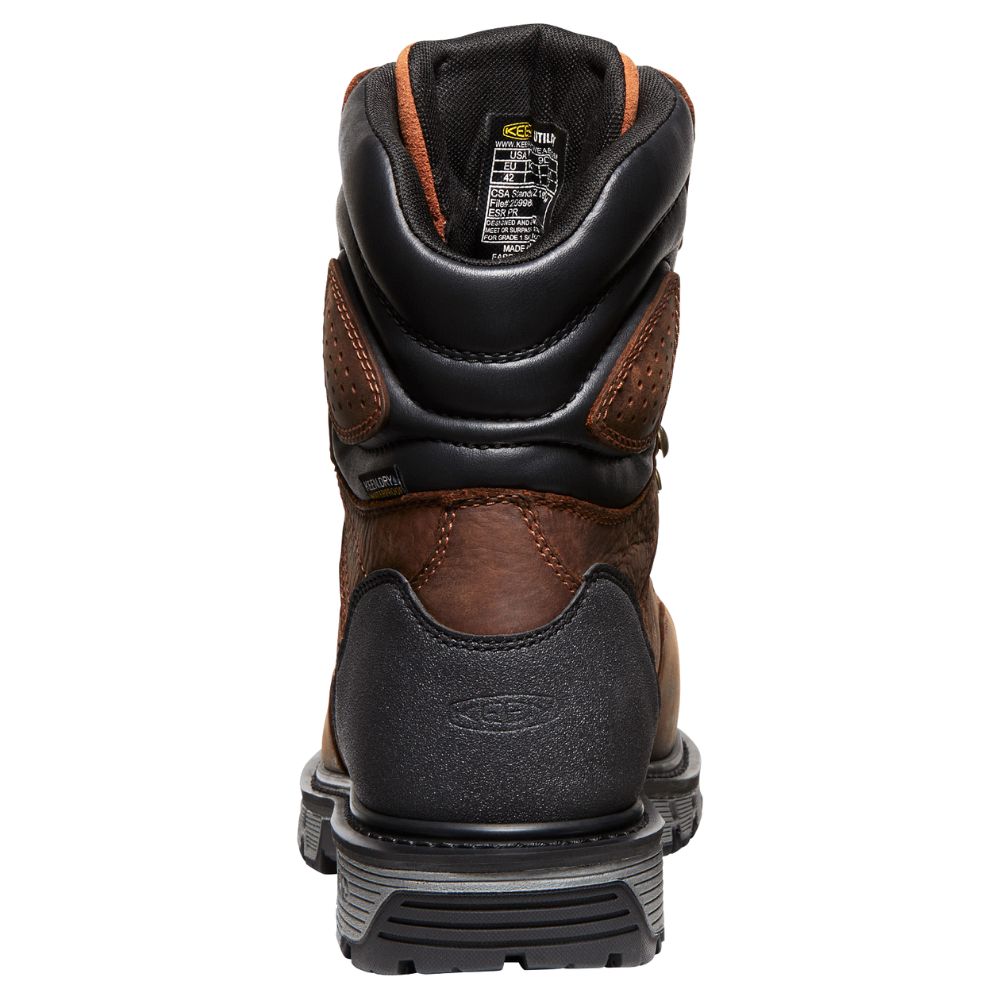 **Keen Camden Men's Size 8 Waterproof Work Boots with Internal MET Guard & Composite Toe - Brown (Model 1027693) - Ideal for Construction, Hiking & Outdoor Work**