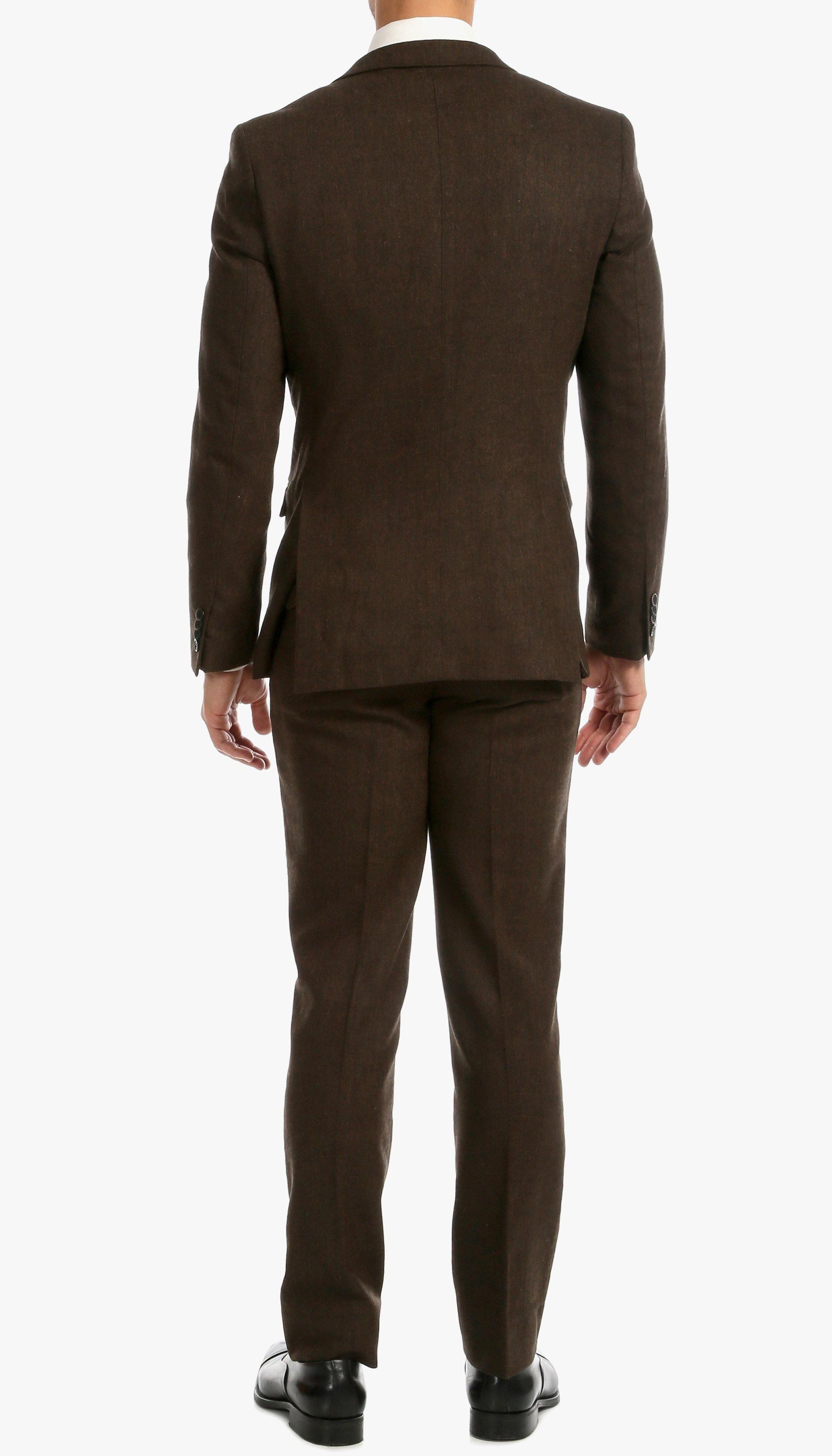 Premium Tweed Slim Fit 3-Piece Suit for Men - Cognac Brown Formal Business Attire | Wedding, Office & Special Occasion Outfit