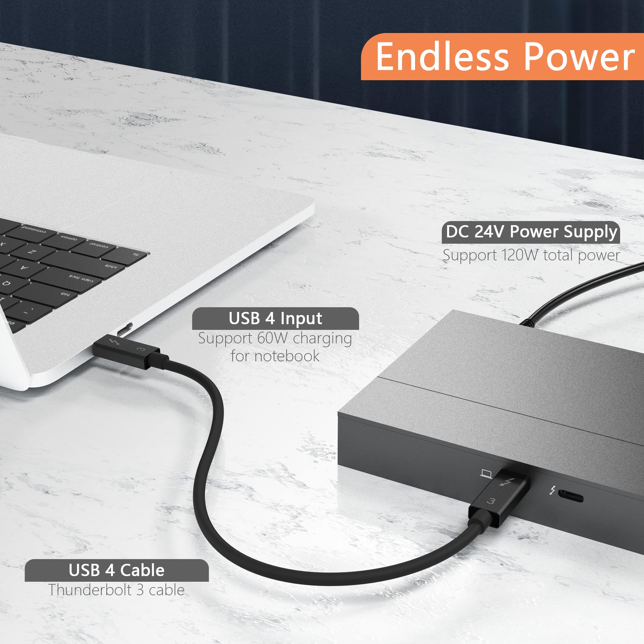 Premium USB C Docking Station for MacBook & PC - 8K Display, 60W PD Charging, UHS-II SD 4.0 & CFast 2.0 Card Reader, USB 3.1 Gen 2, Gigabit Ethernet, USB 4 Compatible (2.3ft Cable Included) - Perfect for Home Office, Gaming & Video Editing