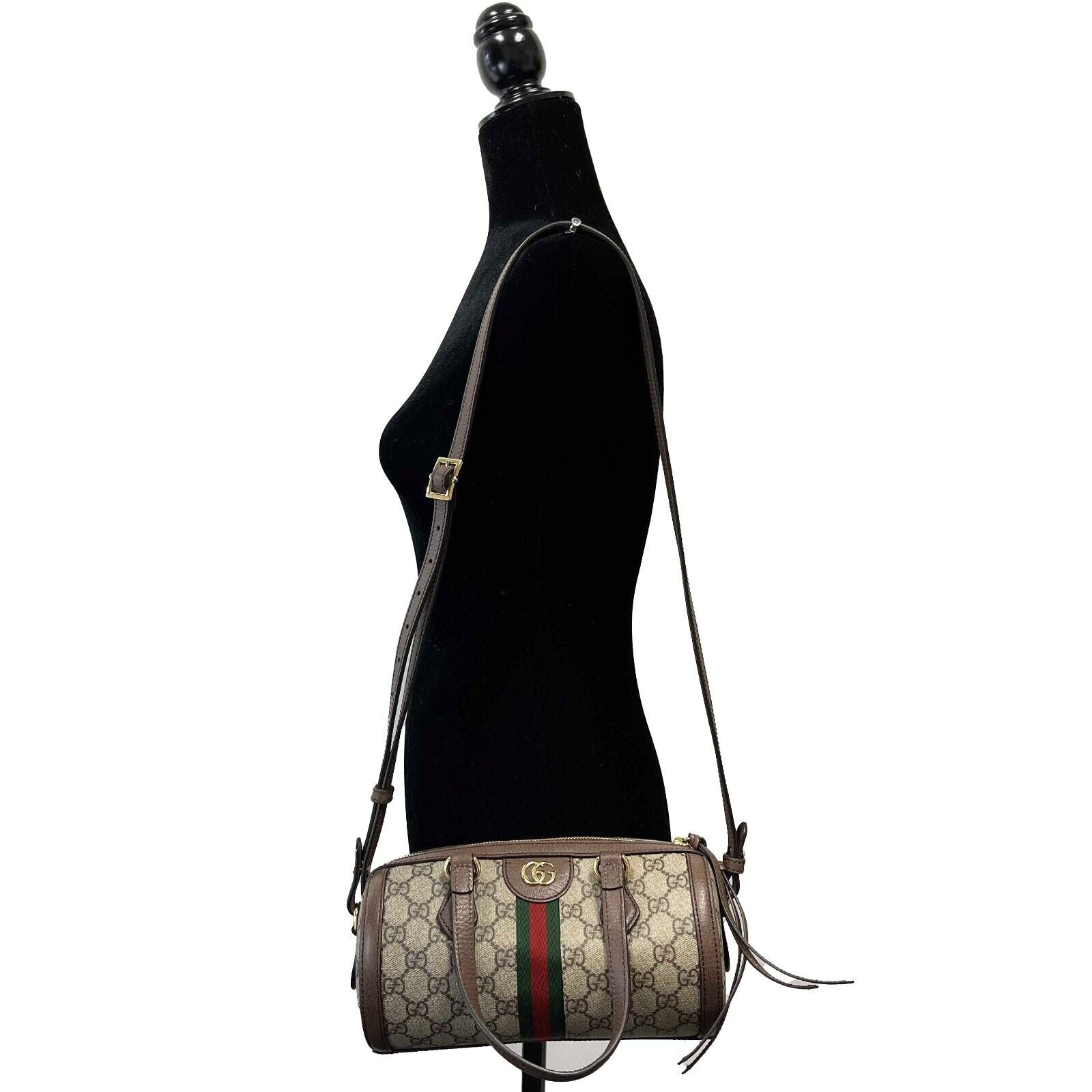 Gucci GG Supreme Monogram Web Small Ophidia Boston Bag - Top Handle & Crossbody Purse for Women | Luxury Designer Handbag for Work, Travel & Everyday Use