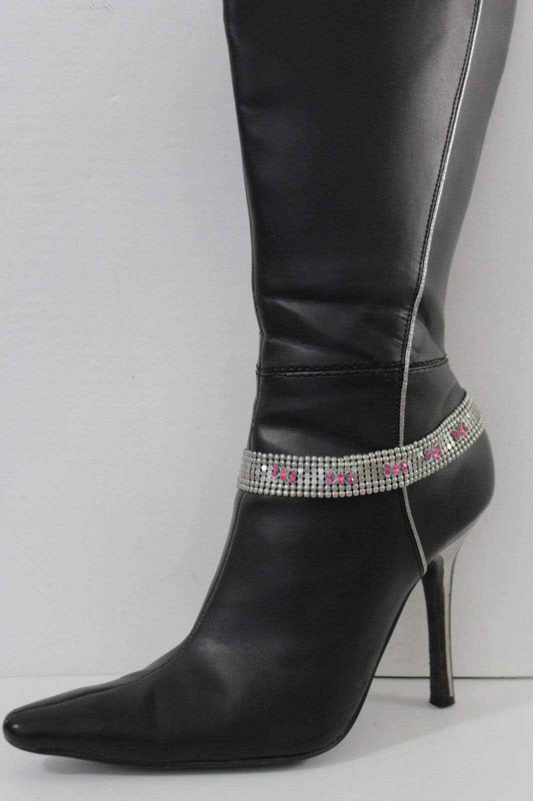Stylish Women's Silver Boot Chain Anklet Bracelet - Chunky Metal Mesh Heel Shoe Jewelry with Butterfly Charm | Perfect for Parties, Weddings & Night Out Accessories