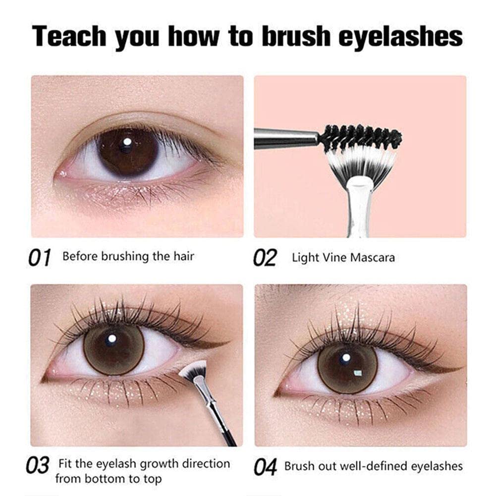 Best Dolly Mascara Fan Brush - Professional Bent Angle Fan-Shaped Eyelash Brush for Perfect Eye Makeup | Ideal for Mascara Application, Eyeshadow Blending & False Lash Adhesion | Home & Professional Use