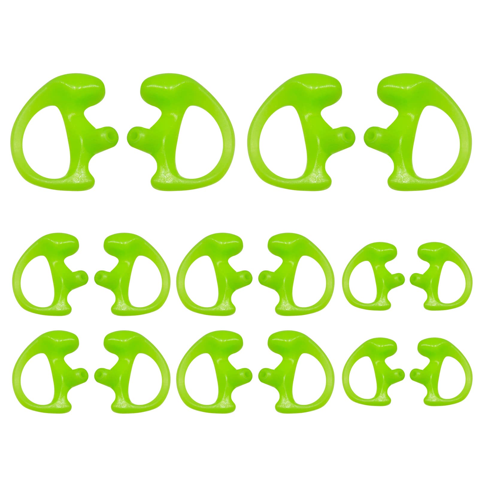 Universal Replacement Silicone Soft Earmold for Baofeng Motorola Kenwood Retevis Midland Two-Way Radios - 8 Pairs (Large 2, Medium 4, Small 2) - Noise Reduction Comfort Fit for Security, Construction & Outdoor Communication (Green)