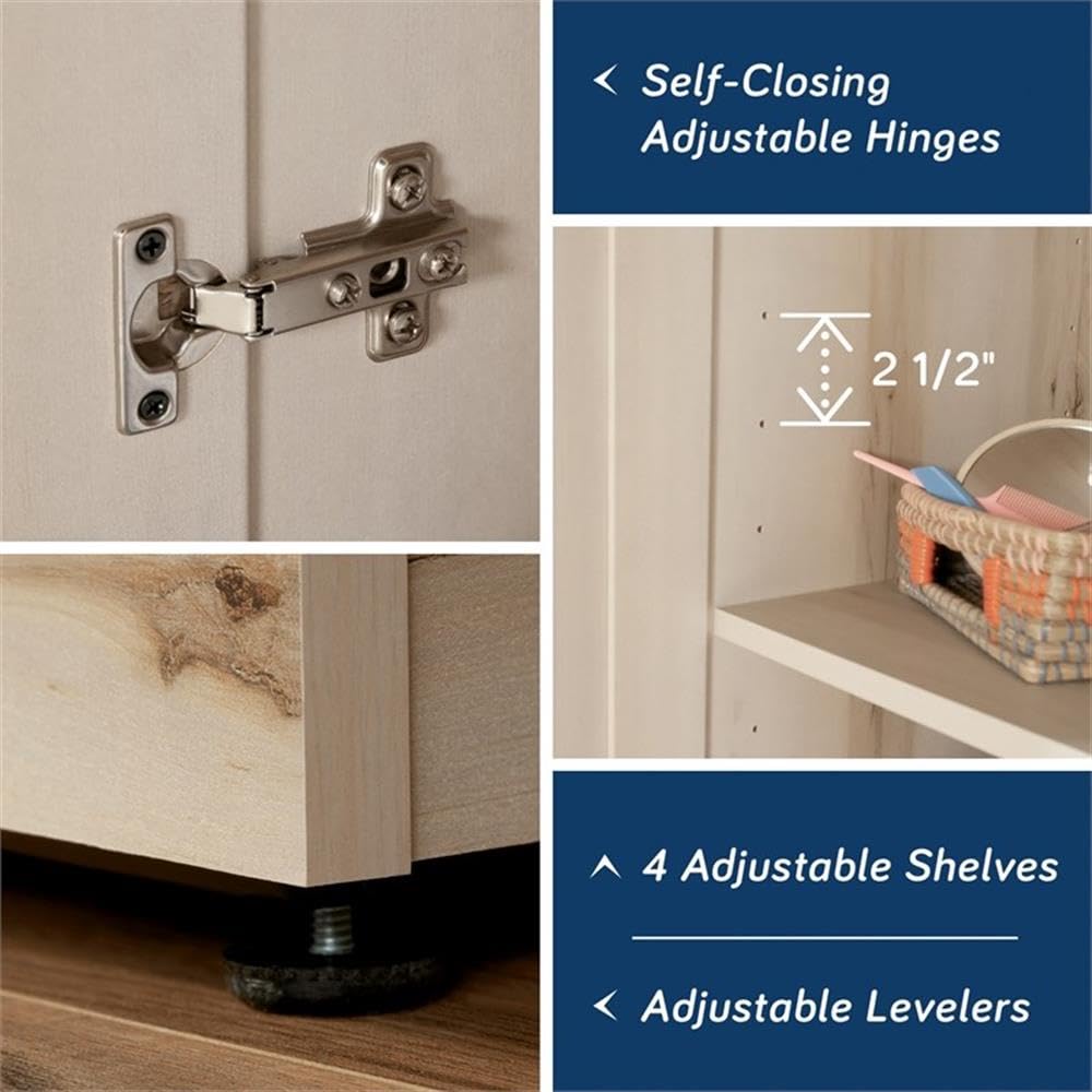 Sauder HomePlus Two Door Storage Cabinet - Pantry Organizer with Pacific Maple Finish for Kitchen, Dining Room, or Garage Storage