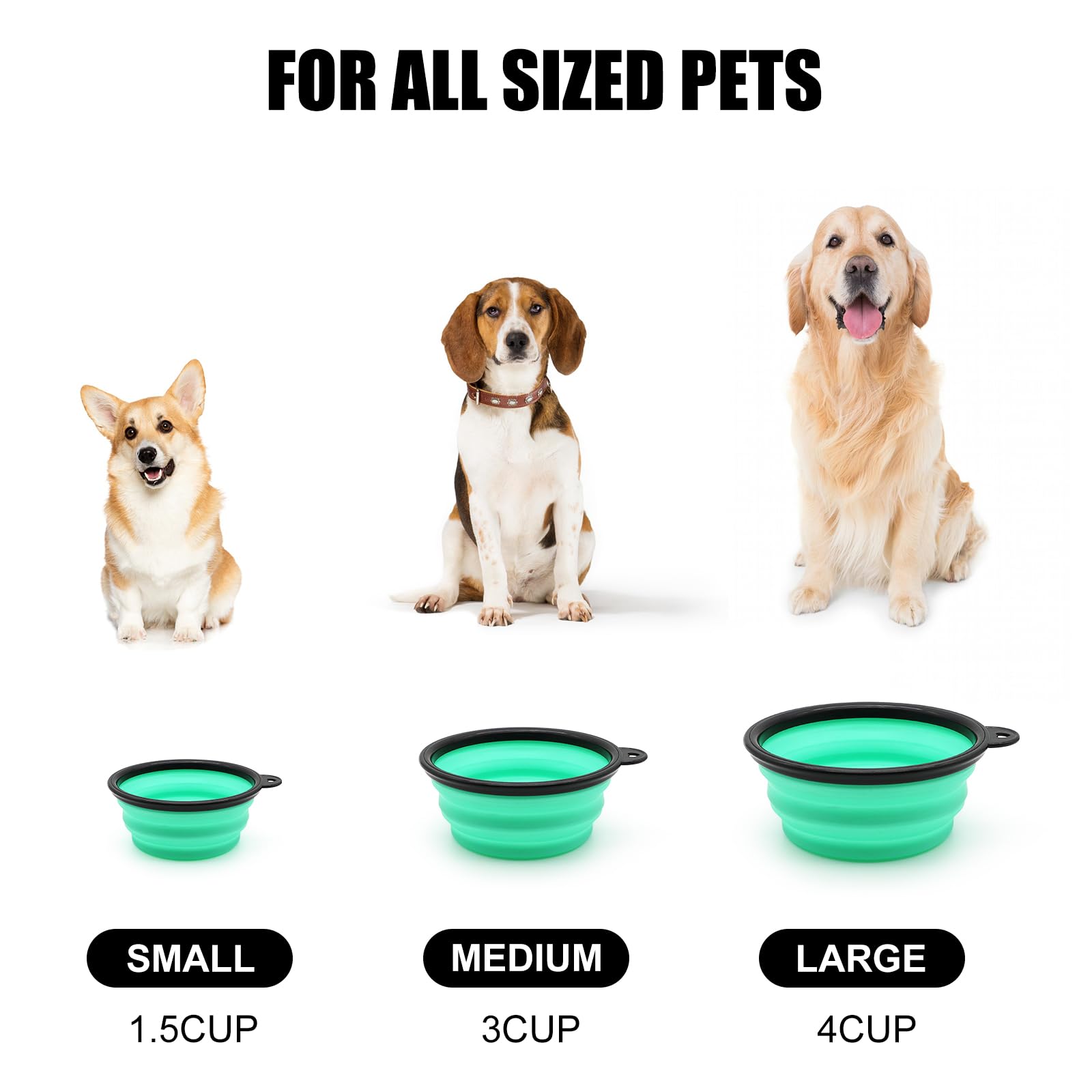2-Pack Collapsible Dog Travel Bowls - Portable Foldable Pet Food & Water Dish for Small Dogs & Cats - Light Blue & Light Green - Perfect for Hiking, Camping & Travel Accessories