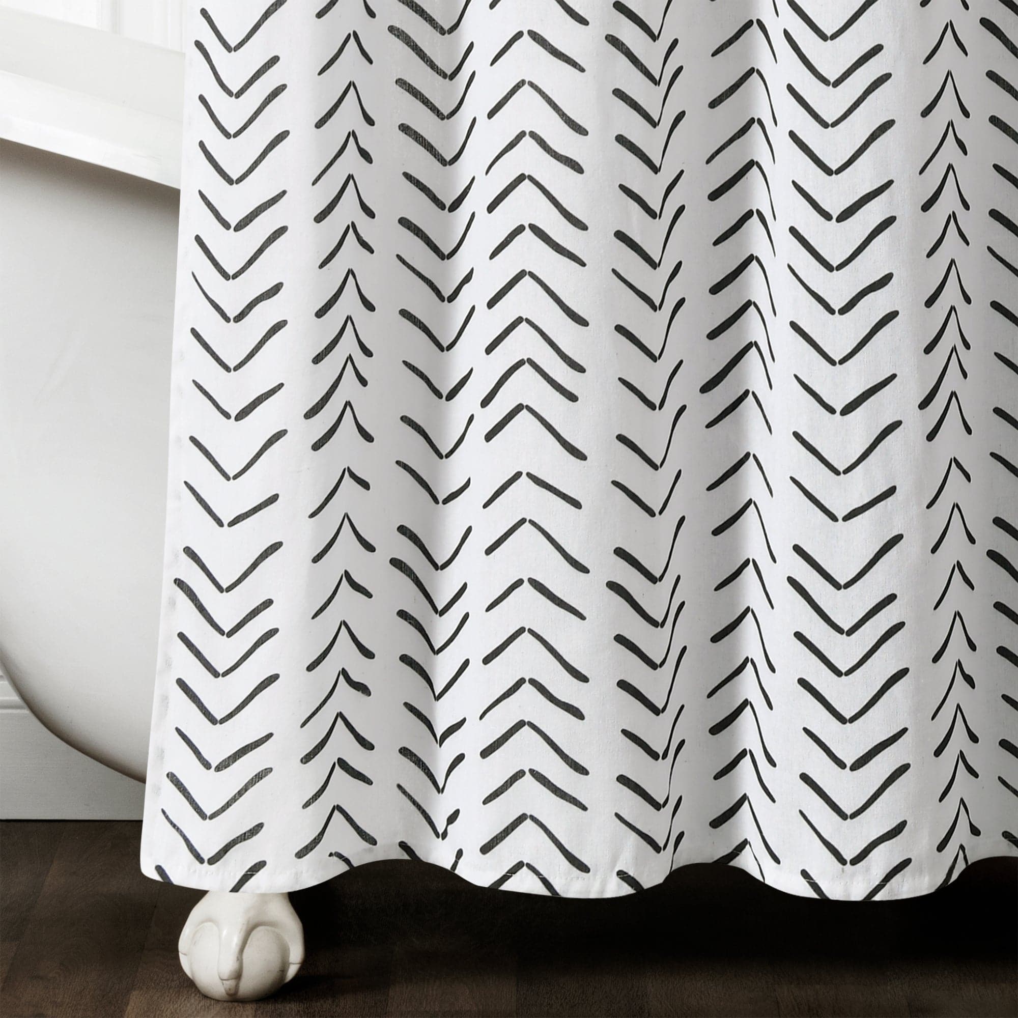 Hygge Modern Arrow Faux Linen Shower Curtain - Waterproof Bathroom Decor for Spa-Like Relaxation
