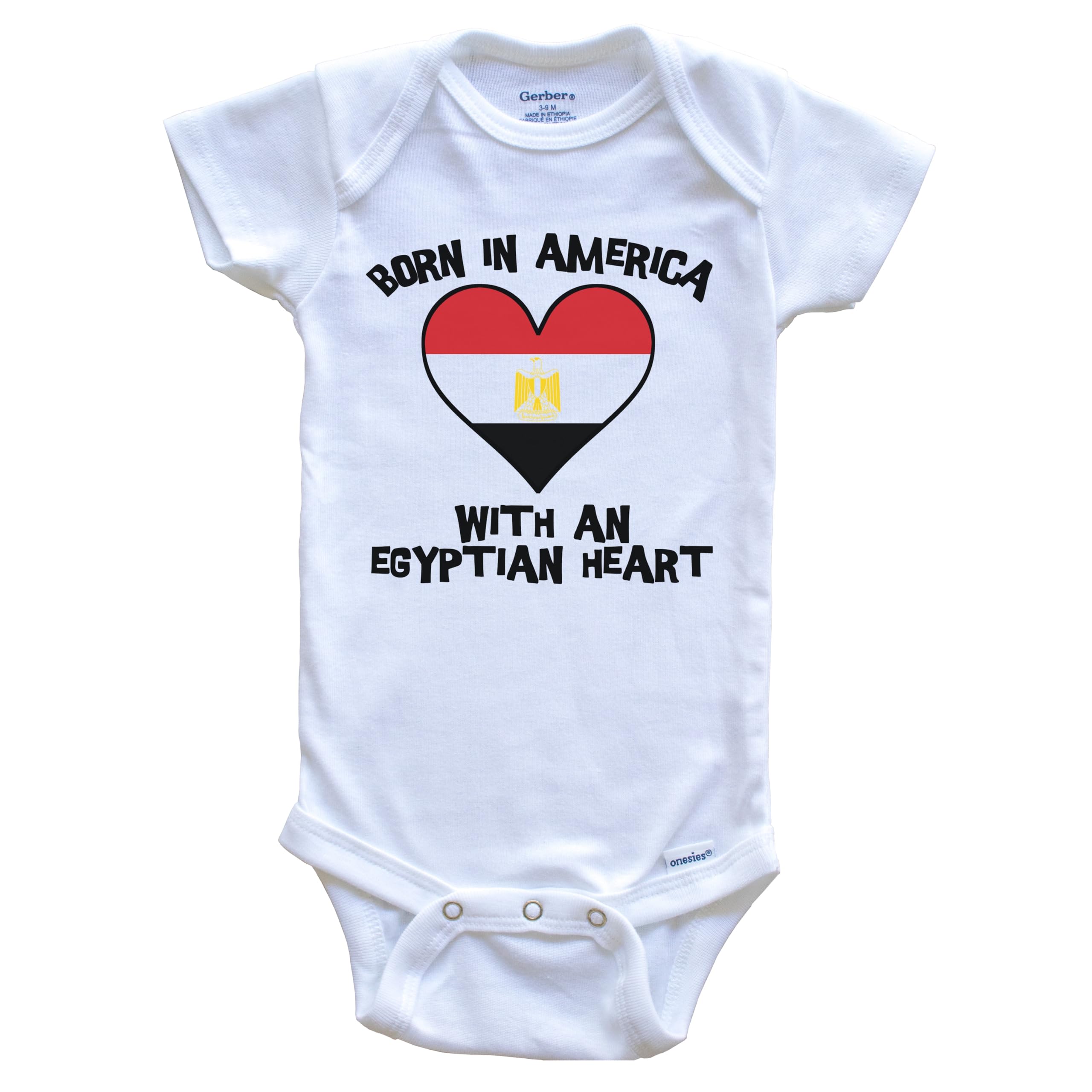 Egyptian Flag One Piece Baby Bodysuit - American Made Soft Cotton Infant Romper for Boys & Girls | Perfect for National Holidays, Cultural Events & Family Photos