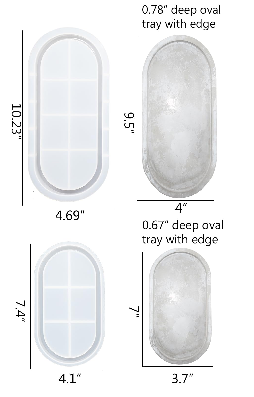 Premium Oval Silicone Molds for Resin & Concrete - 2 Sizes (4