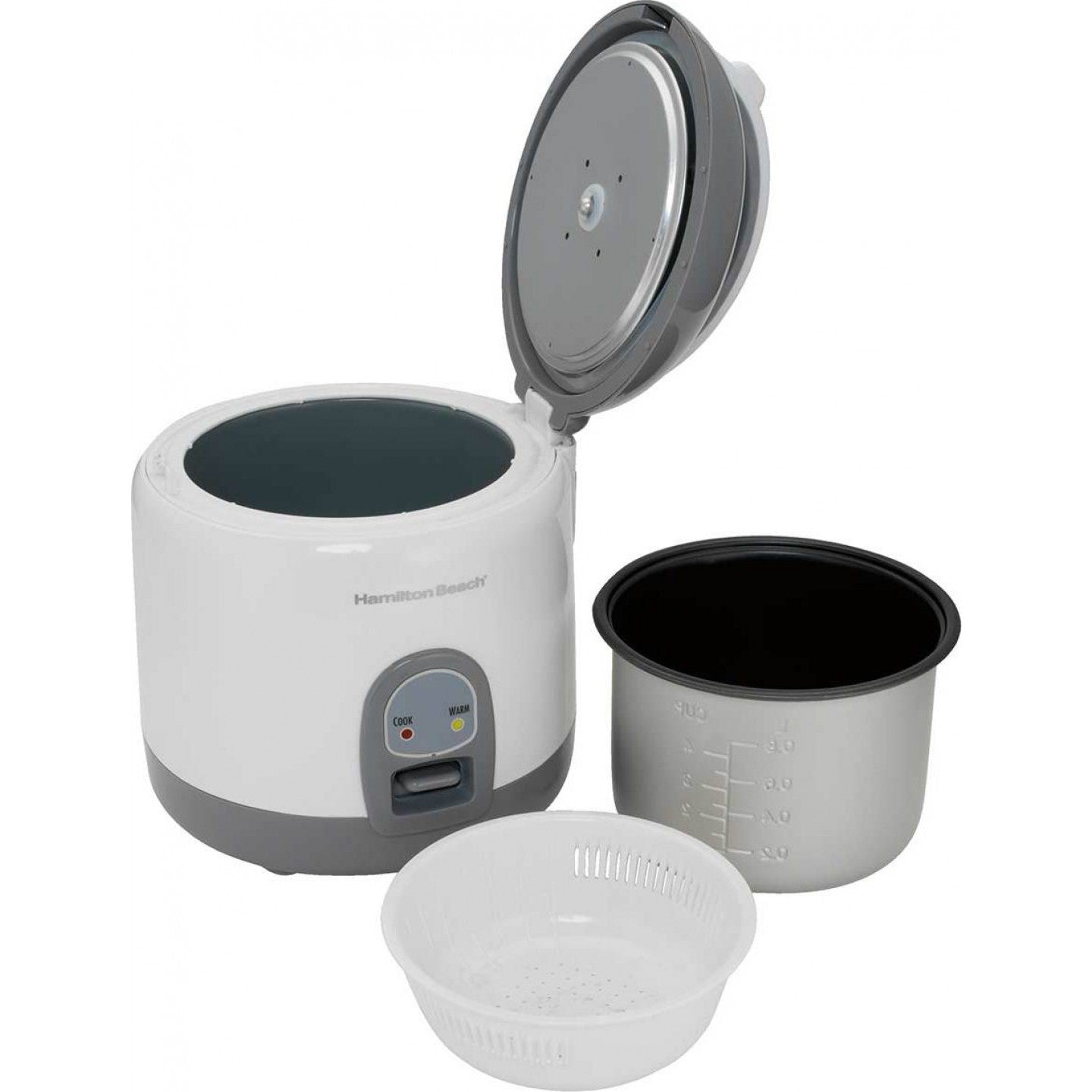 Hamilton Beach 8-Cup White Rice Cooker & Food Steamer - Perfect for Home, Dorm & Office Use | Model 37508