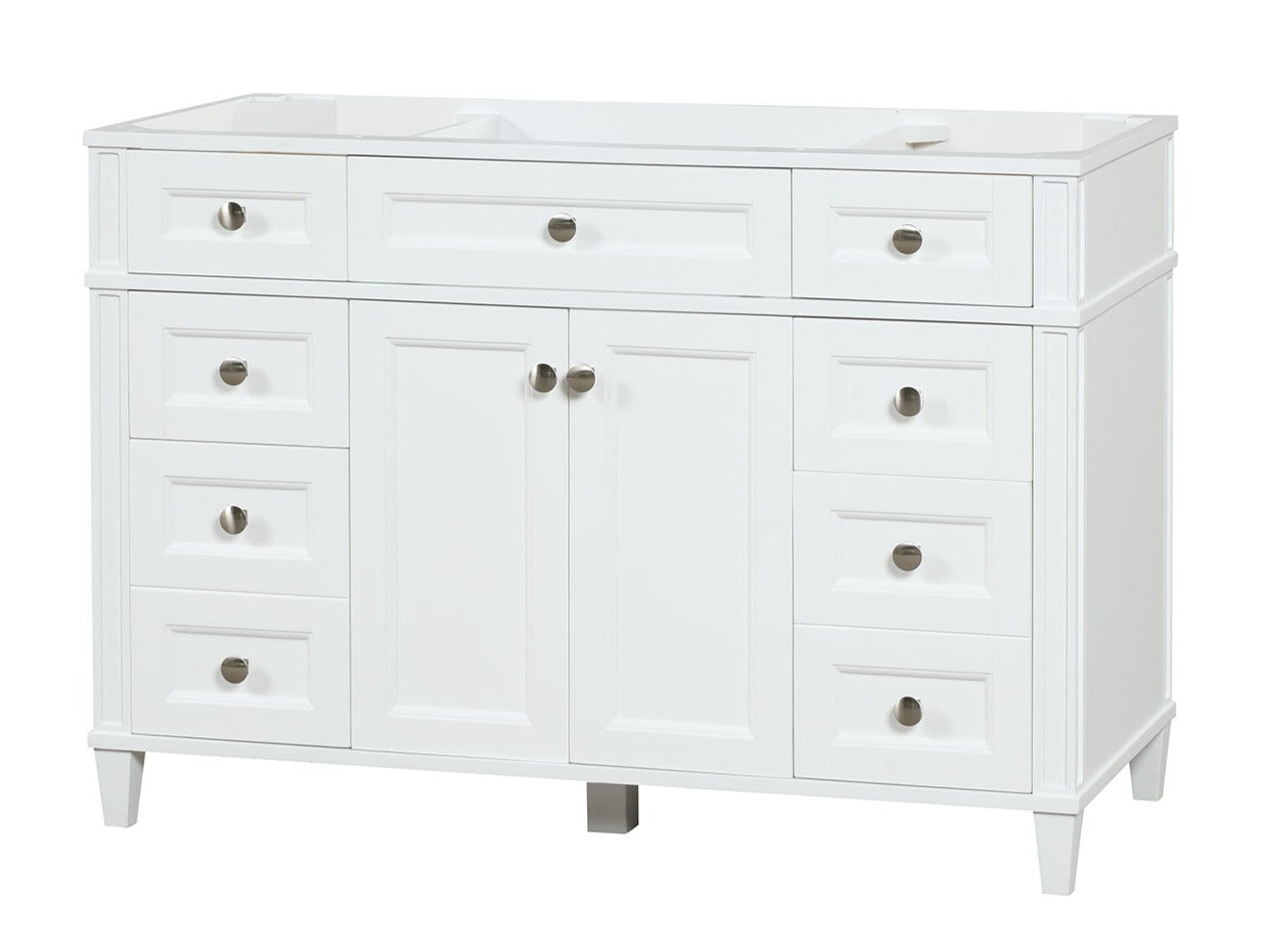 Kensington 47.5 Inch All Wood Bathroom Vanity in Bright White - Cabinet Only | Perfect for Modern Bathroom Remodeling & Home Renovation