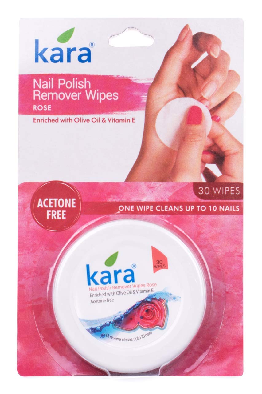 Kara Rose Acetone-Free Nail Polish Remover Wipes - 60 Count (2 Packs) | Gentle & Quick Nail Polish Removal for Home, Travel & Salon Use