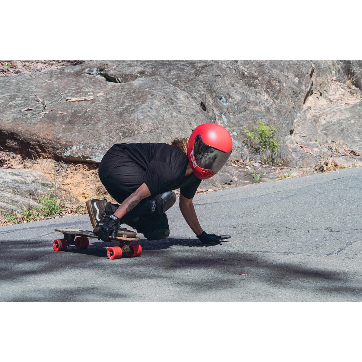 TSG Pass 2.0 Full Face Premium Helmet with Dual Visors for Downhill Skateboarding, E-Skating & Longboarding - ABS Hardshell with Nose Ports, Airflow Channels & Adjustable Cheek Pads | Perfect for High-Speed Riding, Urban Commuting & Extreme Sports Safety Gear