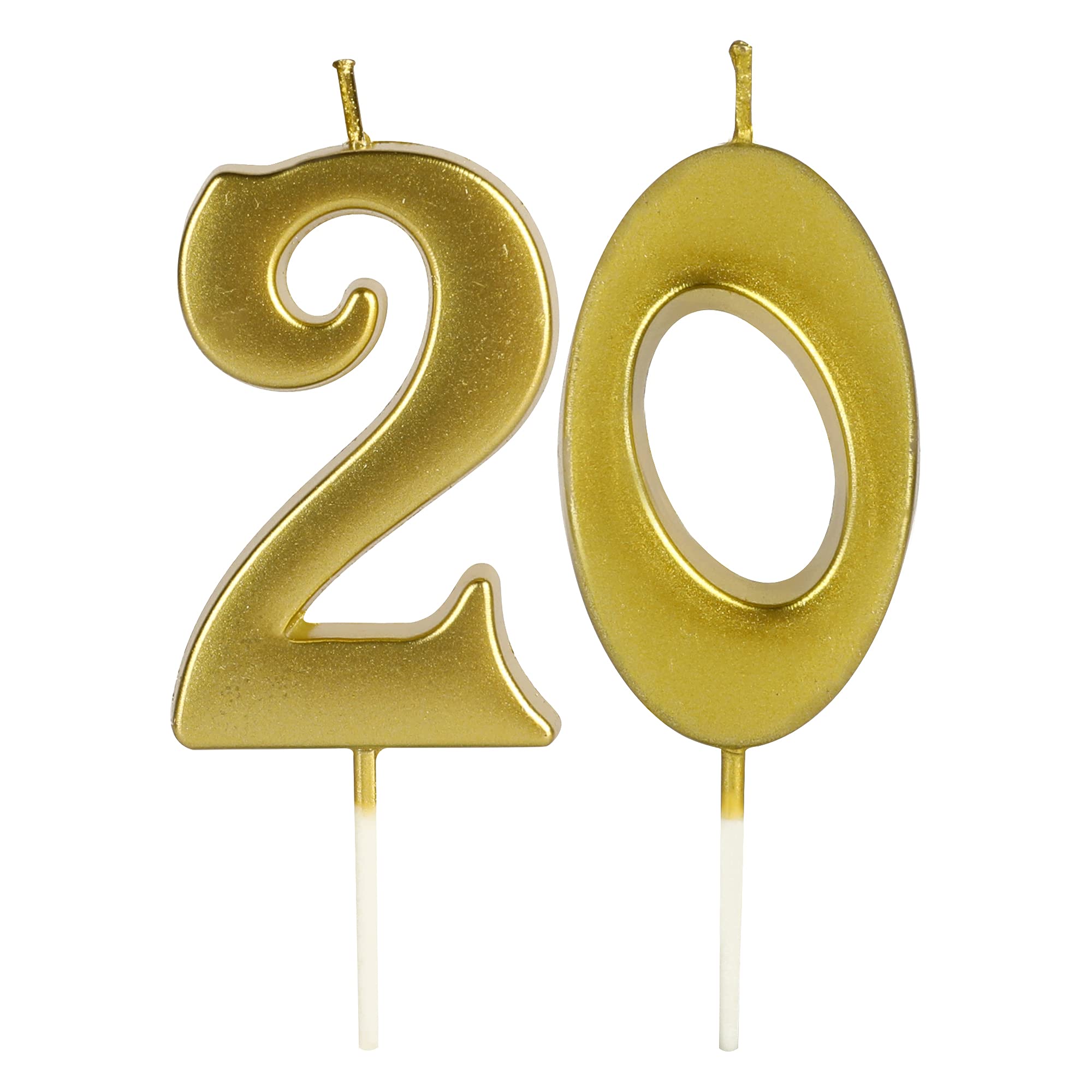 Gold Number 20 Birthday Candles for Cake - Sparkling 20th Anniversary Glitter Candles for Women, Men & Kids - Perfect for Birthday Cakes, Party Decorations & Milestone Celebrations