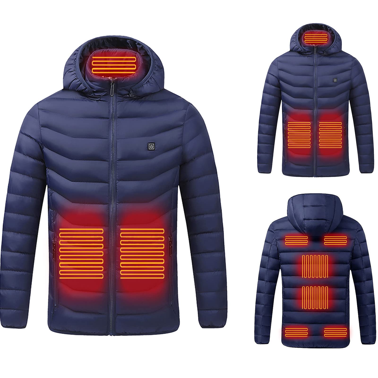 BADHUB 2021 Heated Jacket for Men & Women - USB Rechargeable Battery Heated Coat with 3 Temperature Settings - Winter Warm Jacket for Outdoor Activities Like Skiing, Fishing, Riding & Hiking