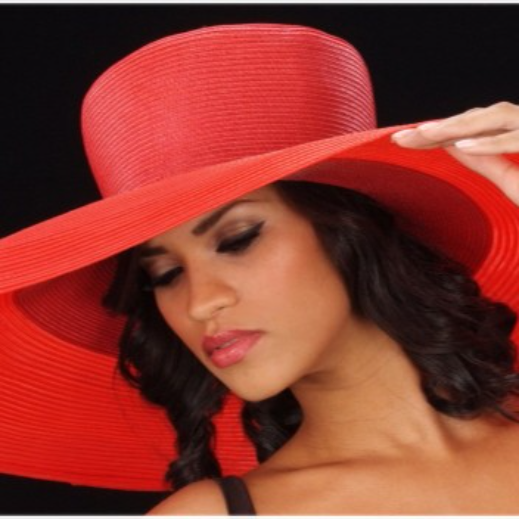 Custom Women's Red Wide Brim Sun Hat AC7040 - UV Protection Summer Beach Hat for Outdoor Travel & Gardening