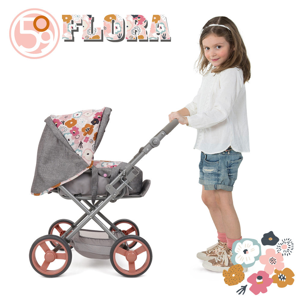 509 Crew Kelly Deluxe Doll Stroller with Melange Floral Design & Matching Bag - Perfect for Pretend Play, Outdoor Walks, and Gift Giving for Kids Ages 3+
