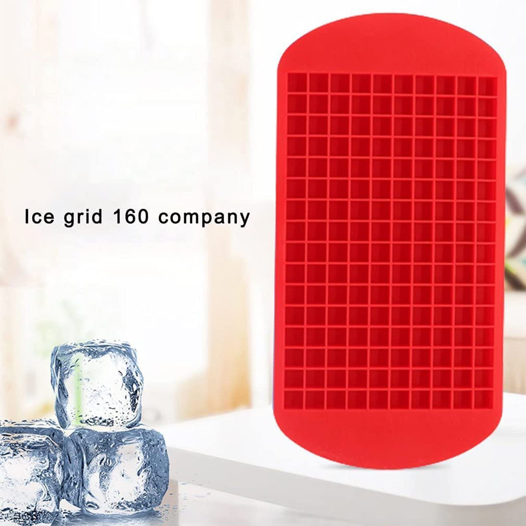 3Pcs Silicone Mini Ice Cube Trays - 160 Grids Square Ice Molds for Freezer, Baby Food, Whiskey & Cocktails | Perfect for Parties, Home Bars & Beverage Chilling (Red)