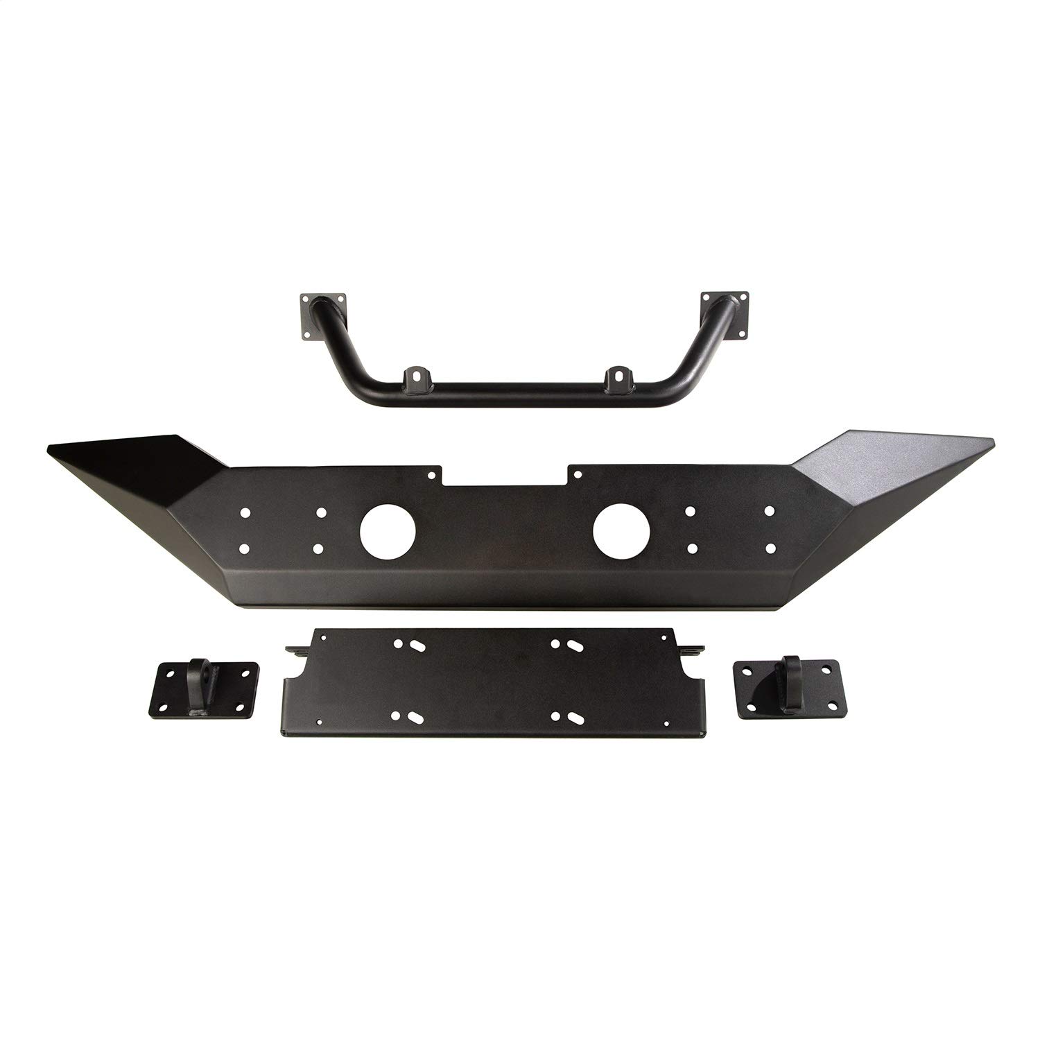 Rugged Ridge Spartan Front Bumper for Jeep Wrangler JL & Gladiator JT (2018-2025) - Heavy Duty Steel Full-Width Design with High-Clearance Ends & Overrider - Matte Black Finish (Part #11548.41) | Off-Road Protection & Enhanced Styling for Jeep Adventures