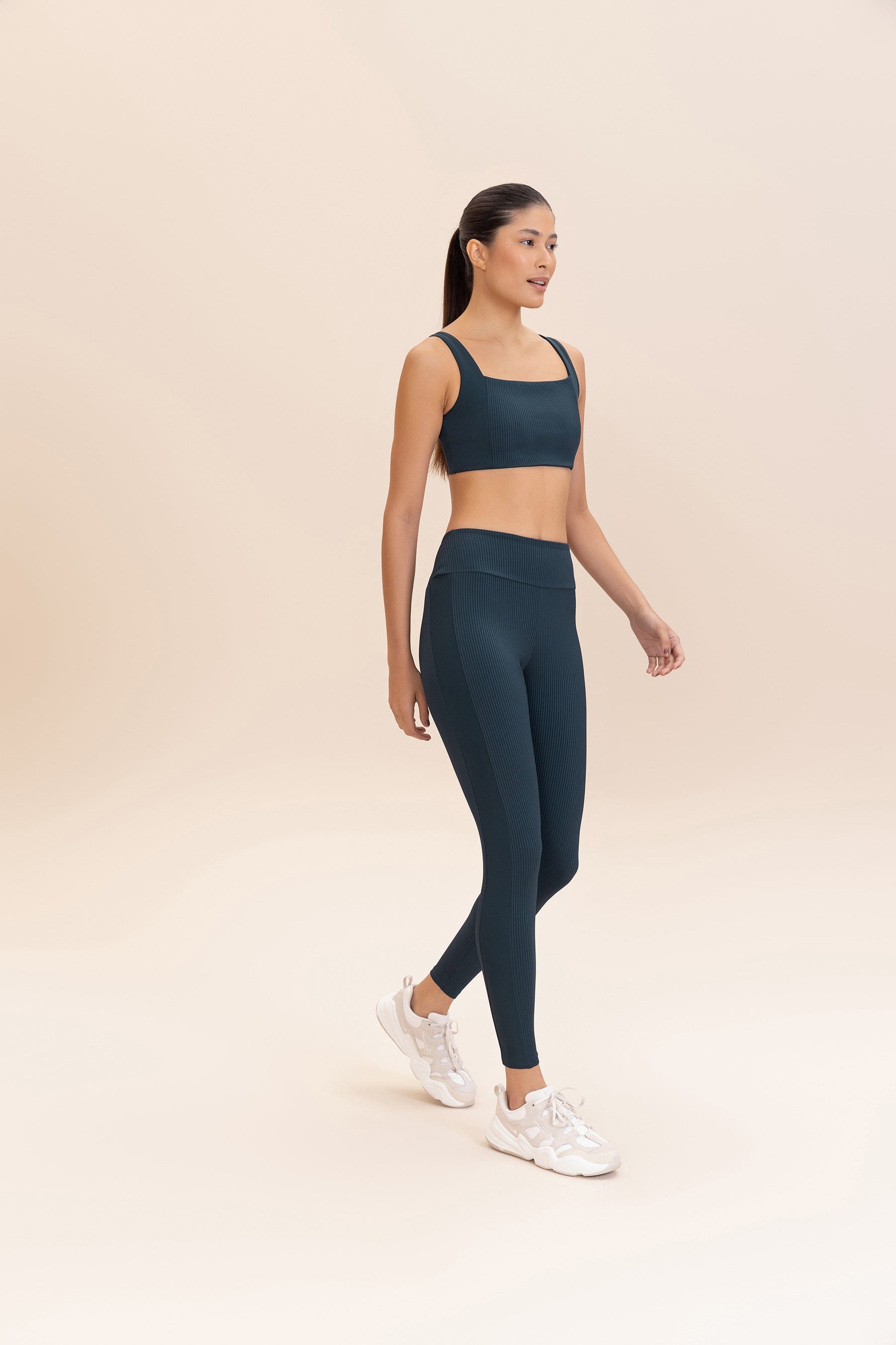 High Waist Ribbed Glossy Leggings for Women - Tummy Control Workout Yoga Pants - Perfect for Gym, Running & Everyday Wear