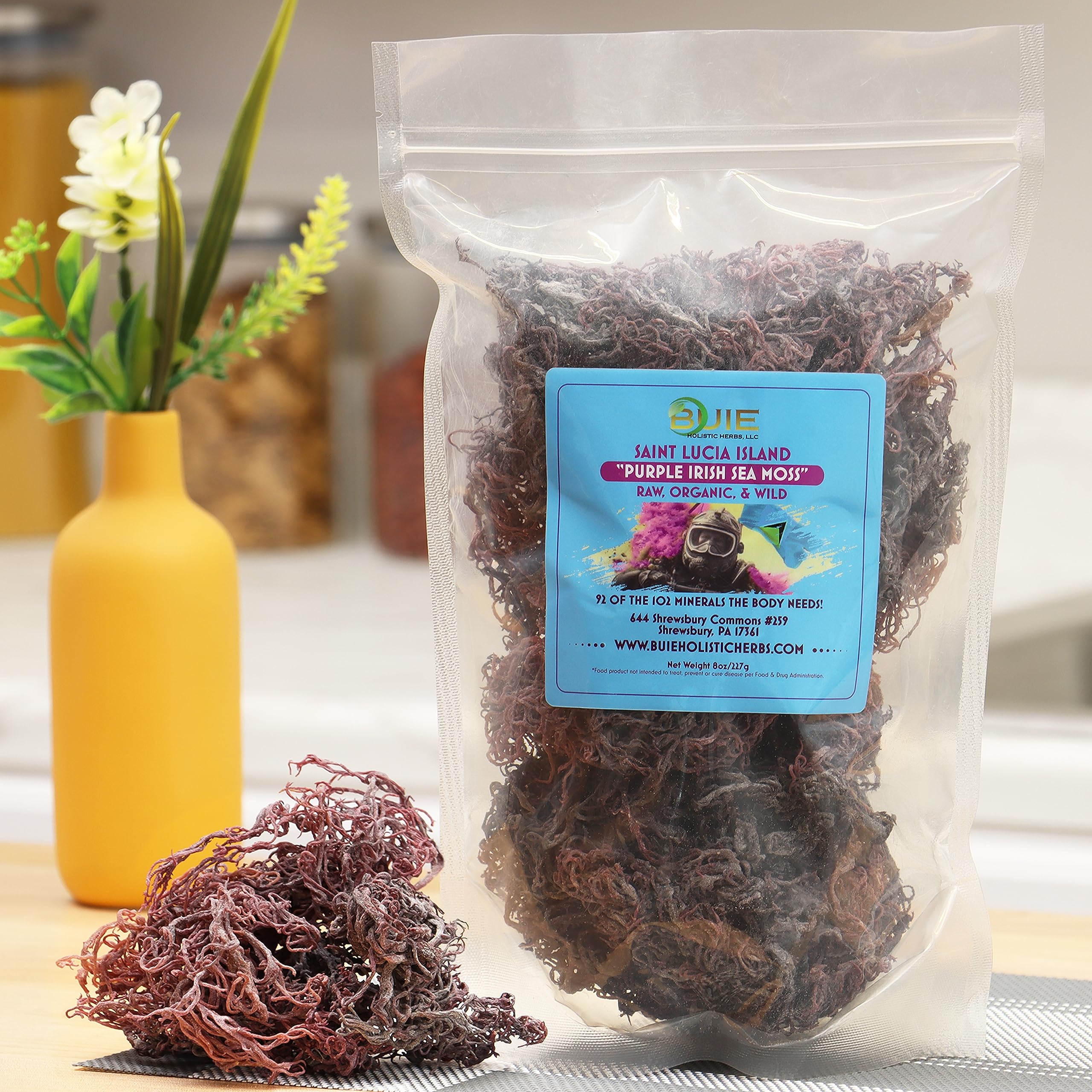 Pure Wildcrafted Purple Irish Sea Moss - Nutrient-Rich, Dr. Sebi Inspired, Makes 240+ oz Gel | Sun-Dried Raw Seaweed for Health & Wellness (16 oz) | Perfect for Smoothies, Face Masks & Immune Support