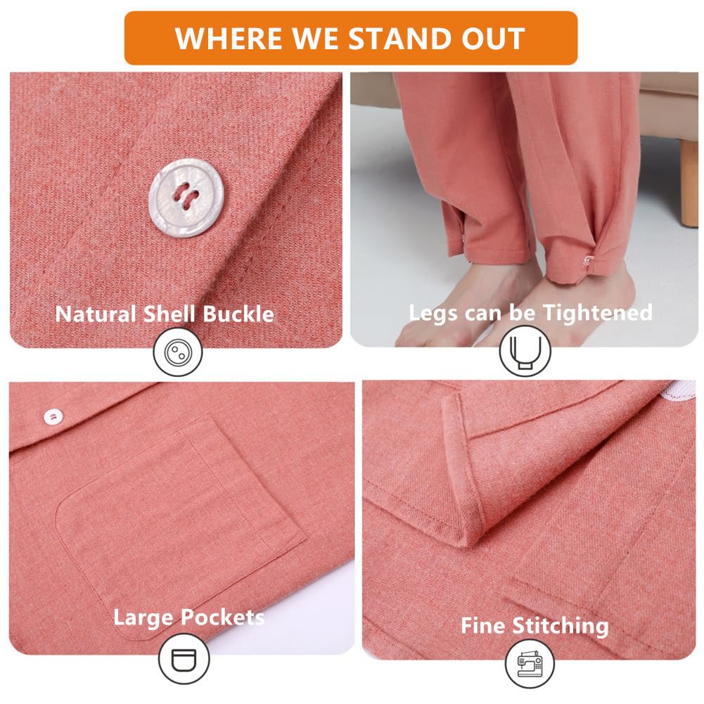 Tearaway Patient Clothes with Zippers - Post-Surgery, Elderly & Disabled Clothing - Comfortable Nursing Pajamas for Bedridden & Dialysis Patients (Red, Medium) - Ideal for Hospital Recovery & Home Care