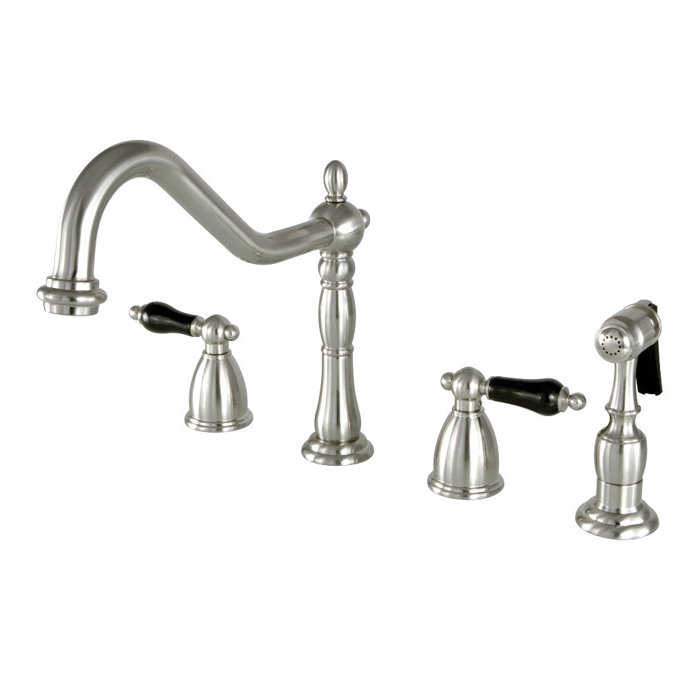 Kingston Brass KB1798PKLBS Widespread Kitchen Faucet - Modern Pull-Down Sprayer, Oil-Rubbed Bronze Finish, 8-Inch Centerset - Perfect for Farmhouse, Rustic & Traditional Kitchens