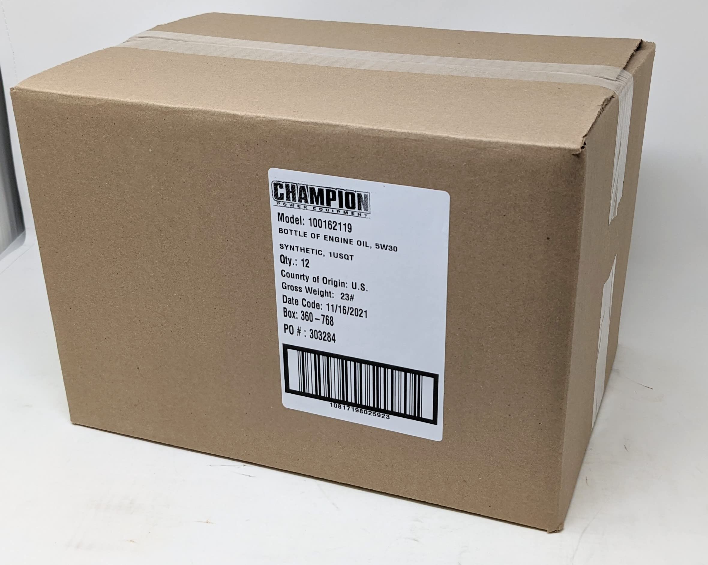 Champion 100162119 Full Synthetic Motor Oil 5W-30 (12-Pack Quart Bottles) - Premium Engine Protection for Cars, Trucks & SUVs in All Seasons
