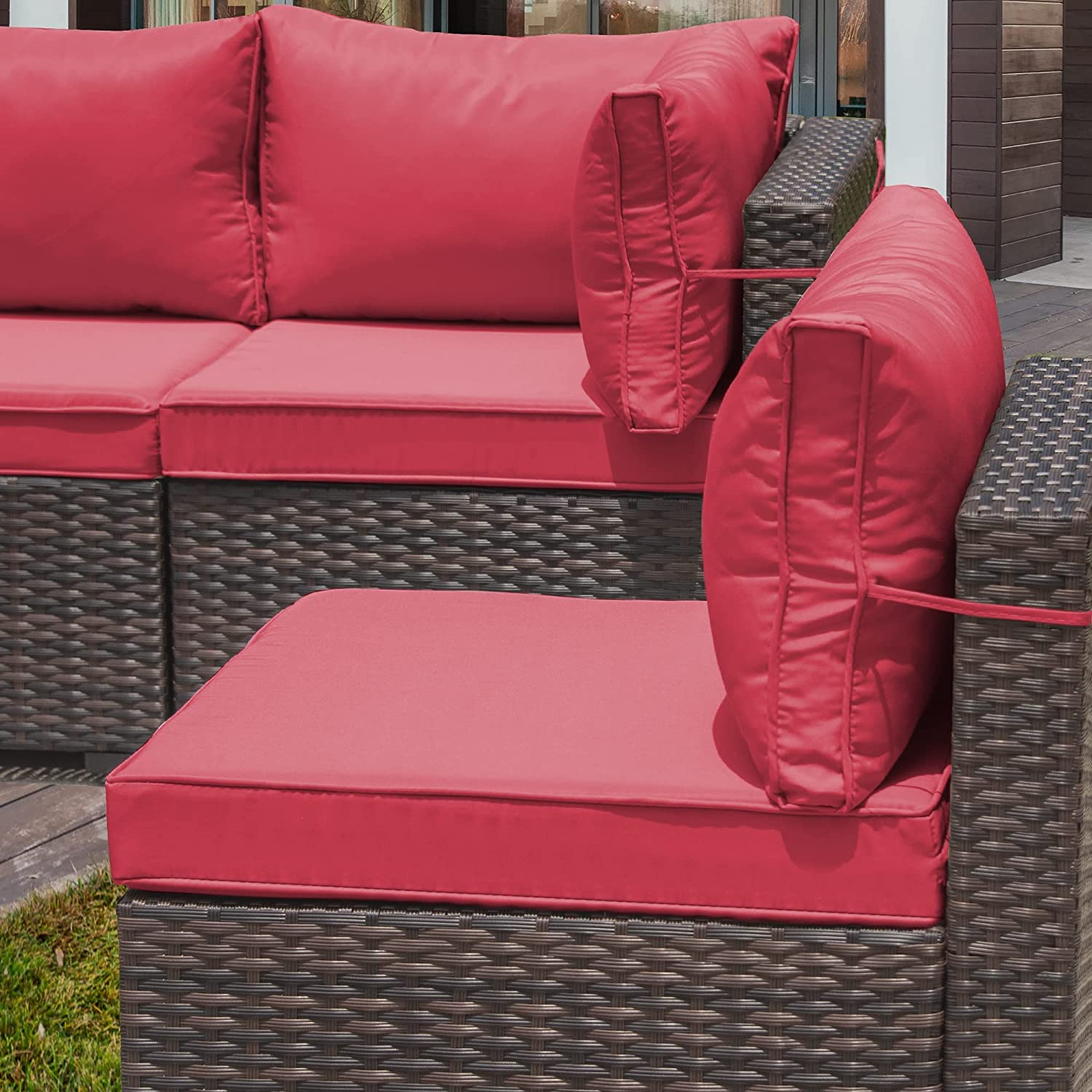 13-Piece Outdoor Patio Furniture Set with Propane Fire Pit Table - ETL Approved 43