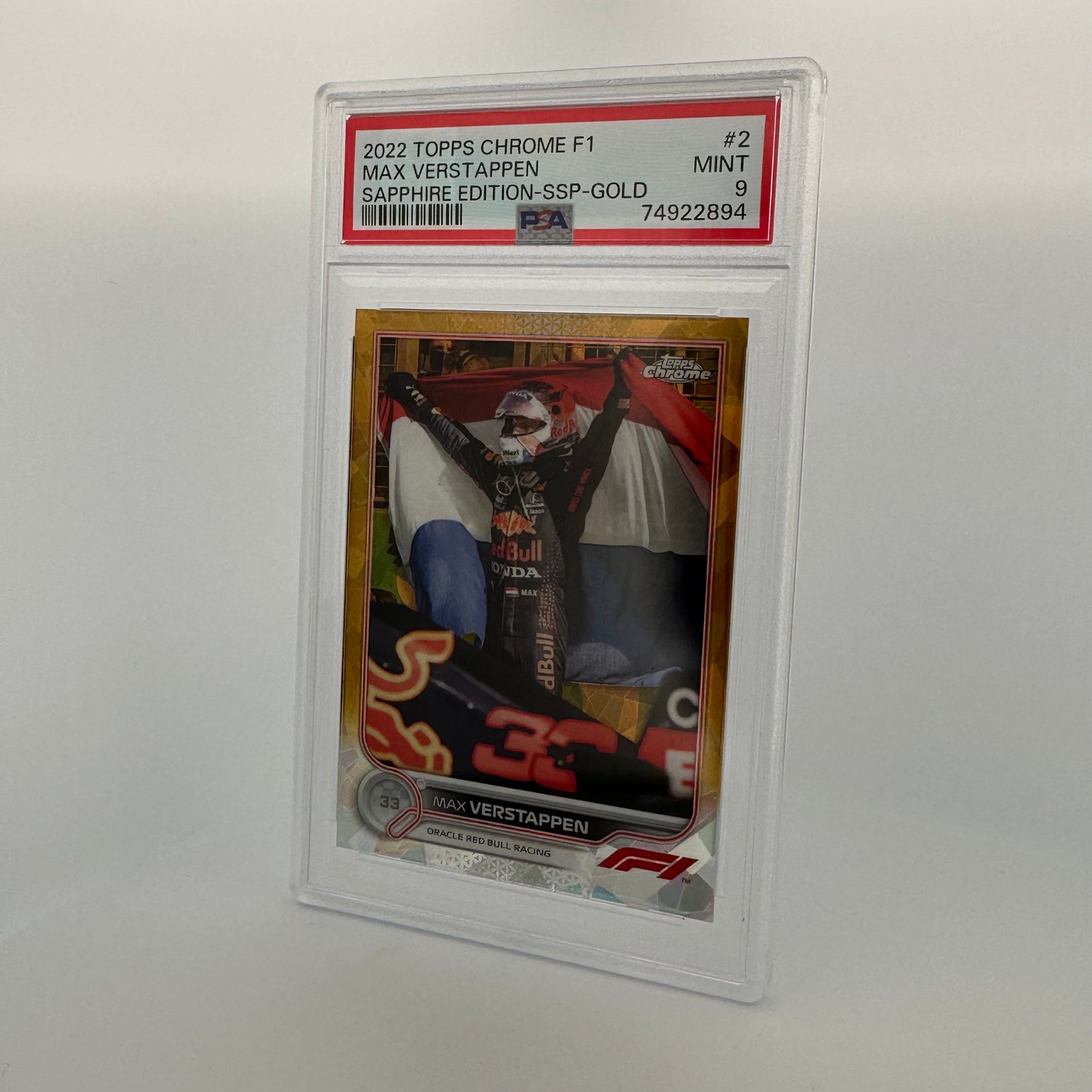 PSA 9 MAX VERSTAPPEN #2 SAPPHIRE EDITION SSP GOLD /50 - Rare Collectible Trading Card for Sports Memorabilia & F1 Racing Fans