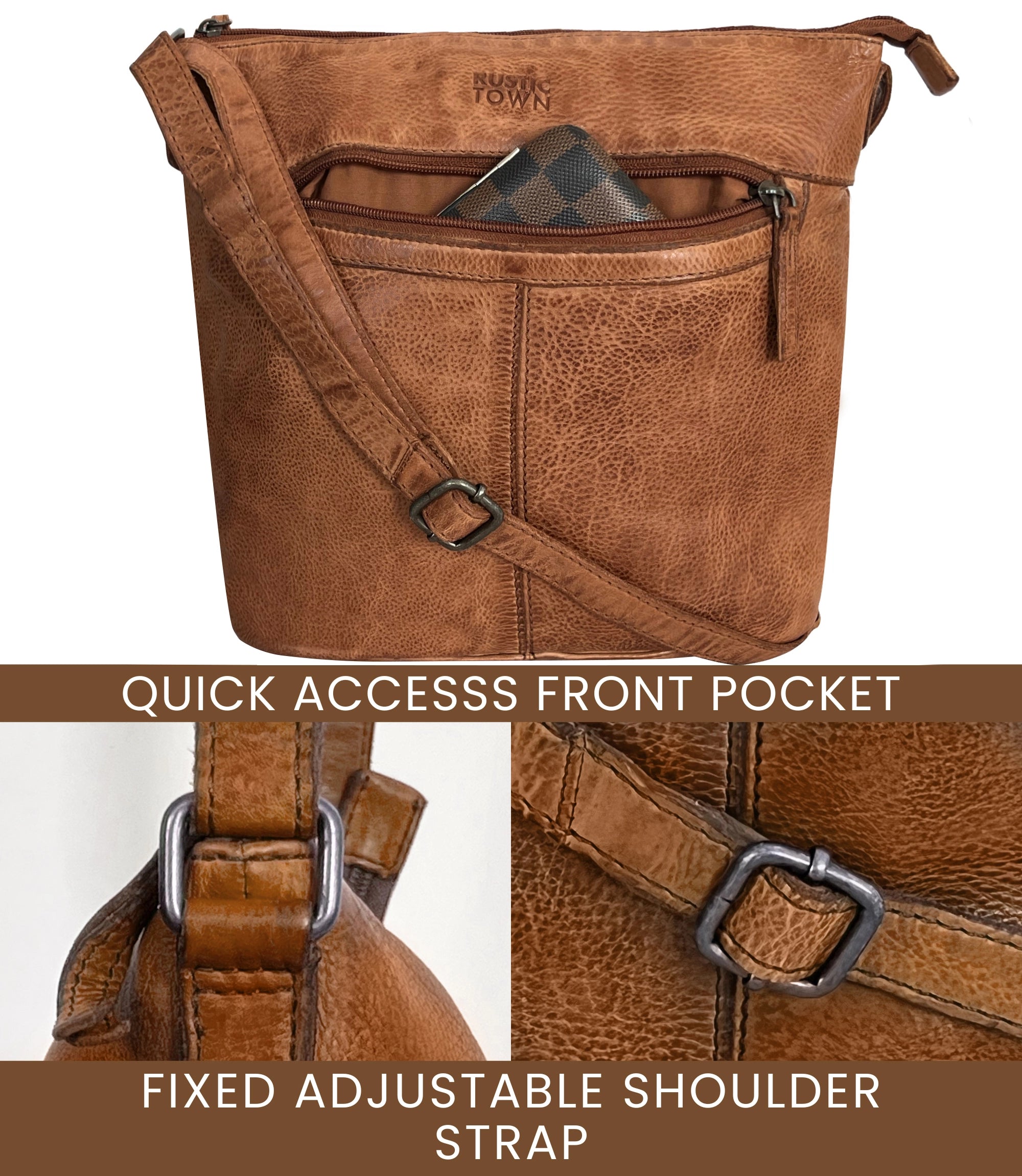 Premium Genuine Leather Sling Bag for Women - Stylish Crossbody Purse in Rich Cognac Brown - Perfect for Travel, Shopping & Everyday Use