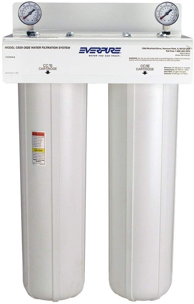 Everpure EV910032 CB20 302E Dual High Pressure Water Filtration System - Perfect for Home, Office, and Commercial Use