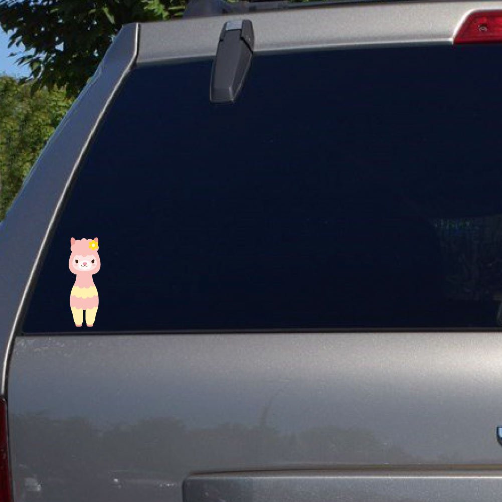 5 Inch Pink Pastel Llama with Flower Vinyl Decal - Waterproof Sticker for Car, Laptop, Window, Wall Decor | Perfect for Home, Office, Nursery & Outdoor Use