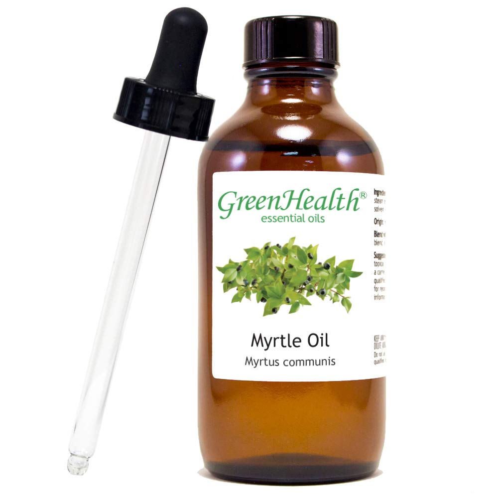 100% Pure Myrtle Essential Oil from Morocco – 4 fl oz (118 ml) Glass Bottle with Glass Dropper – Therapeutic Grade Aromatherapy Oil for Relaxation, Skin Care & Diffuser Blends – GreenHealth