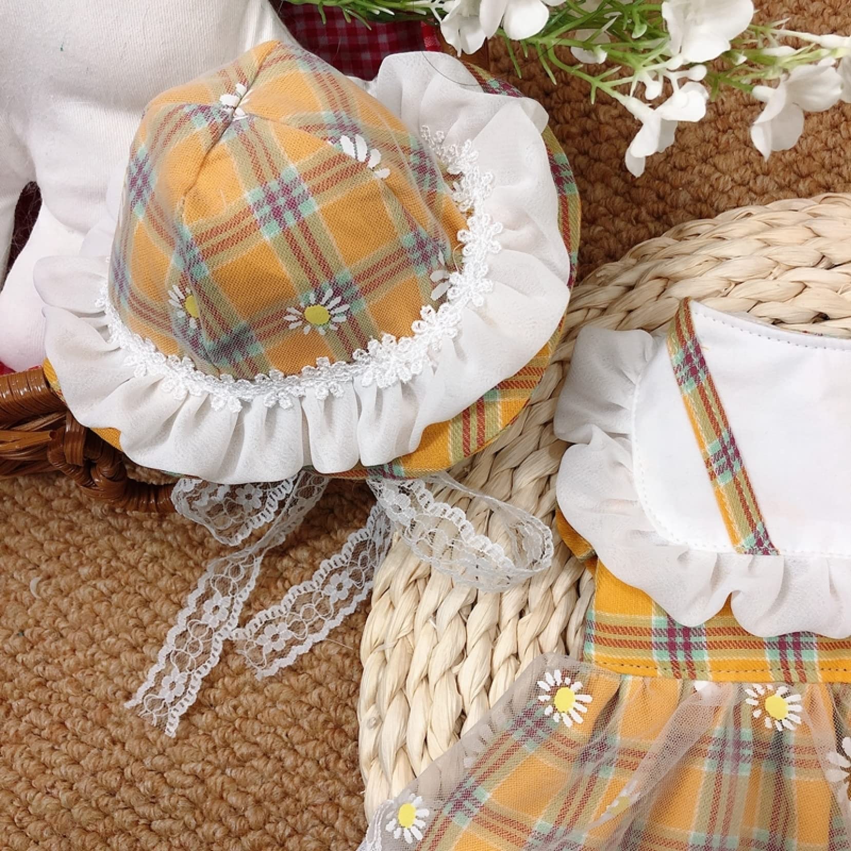 Cute Cotton Lace Daisy Print Pet Dress - Summer Gauze Skirt for Small Dogs & Cats - Perfect for Outdoor Walks & Photo Shoots