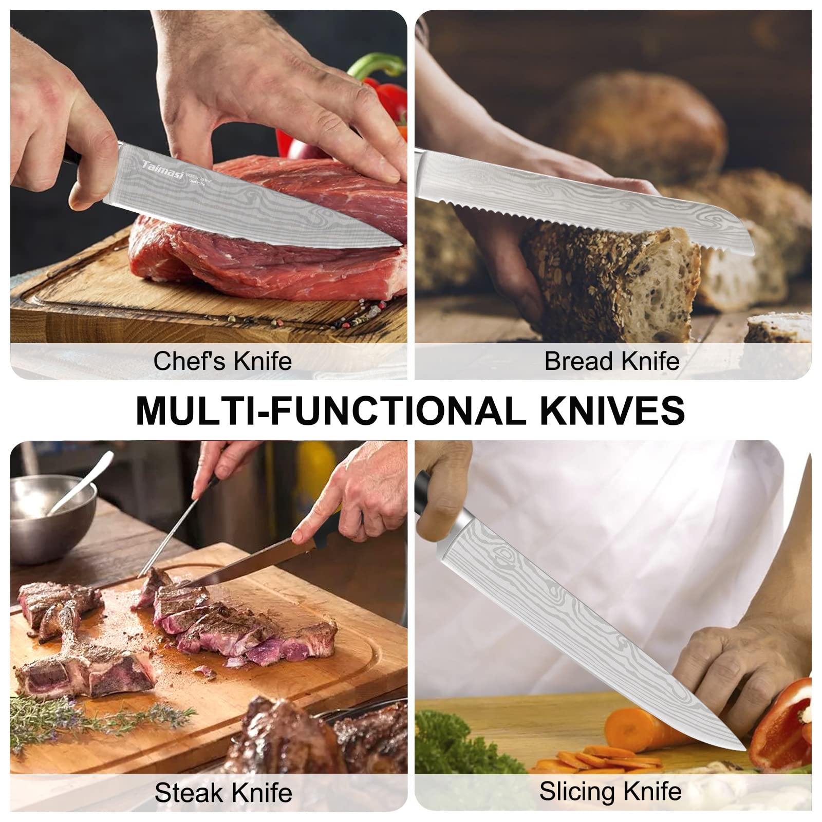 23-Piece Premium Kitchen Knife Set with Block & Sharpener - High Carbon Stainless Steel Chef Knives - Ultra Sharp Full-Tang Design - Perfect for Home Cooking, Professional Chefs & Gift Giving
