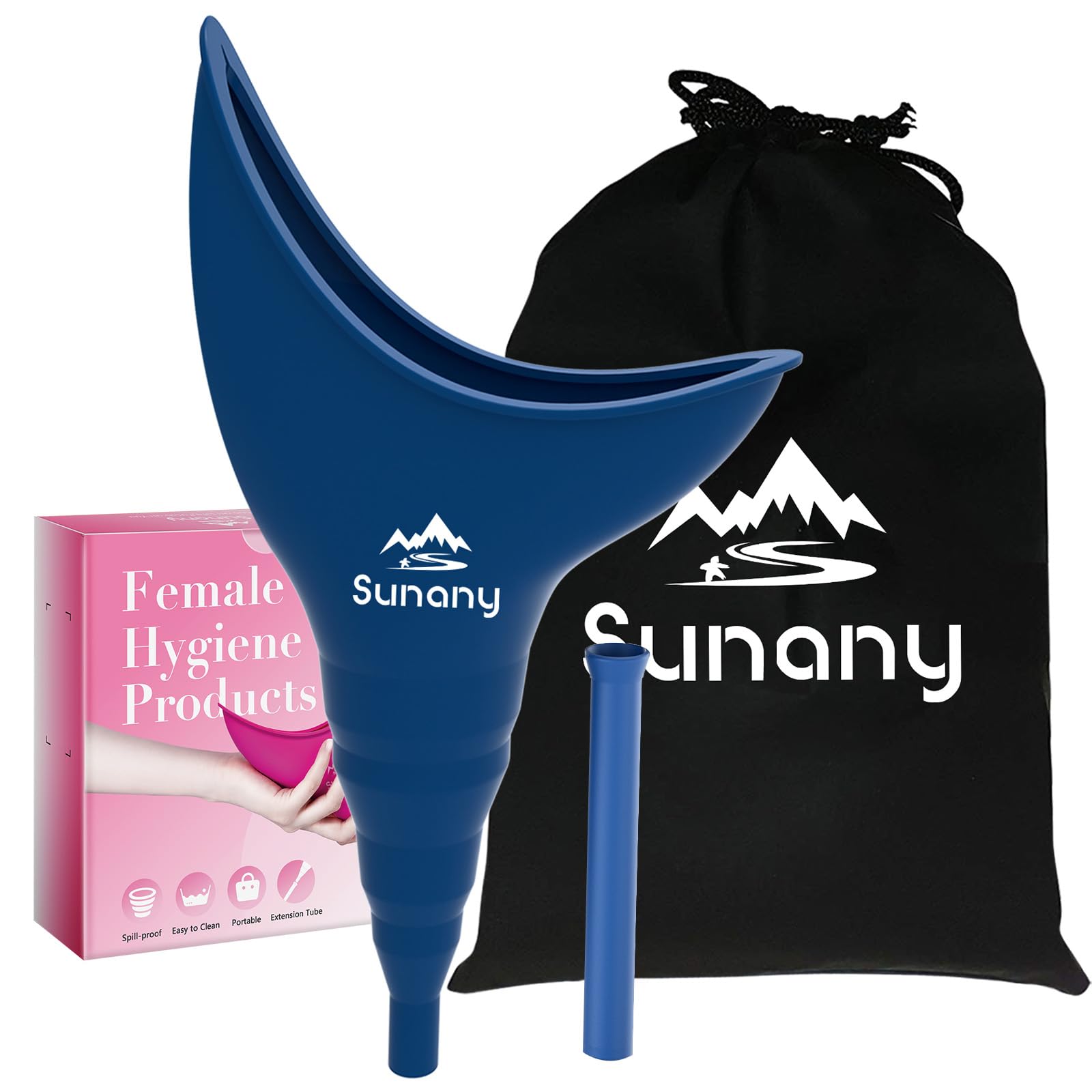 **Sunany Female Urinal with Silicone Funnel - Portable & Reusable Standing Urinal for Women - Perfect for Outdoor, Camping, Travel, Hiking & Road Trips**