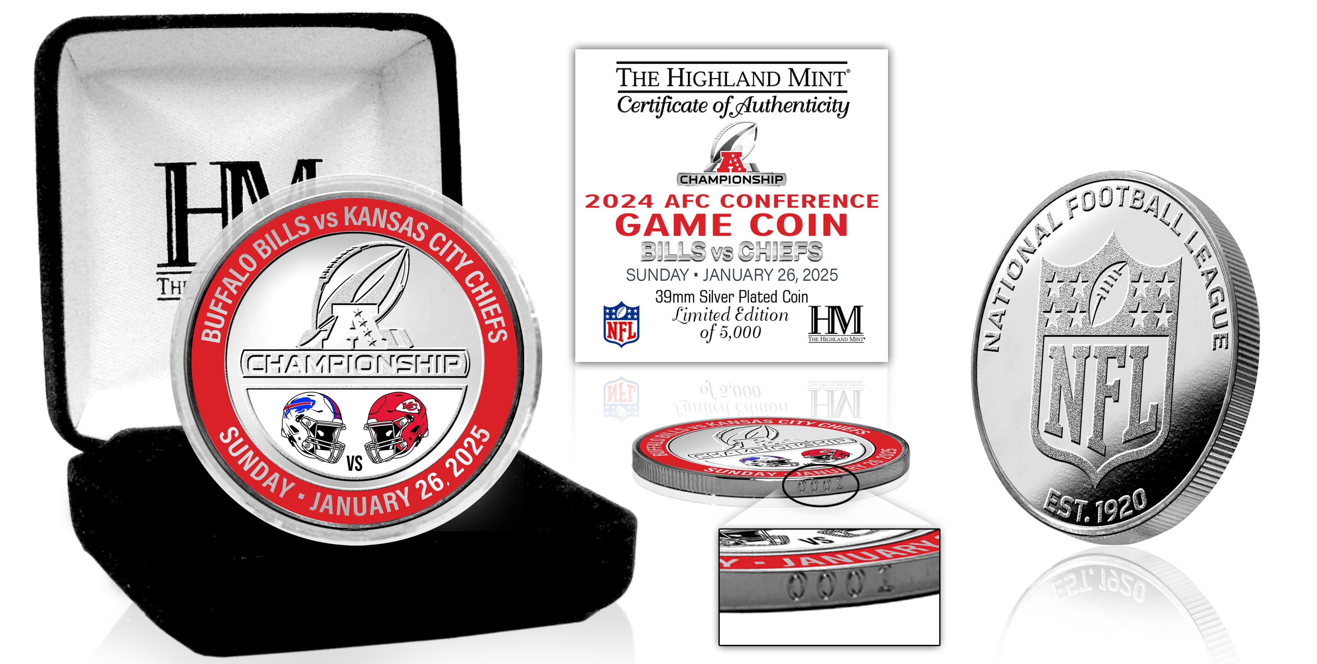 Bills vs Chiefs AFC Championship Game Commemorative Silver Flip Coin - Perfect for NFL Fans, Collectors, and Game Day Tossing