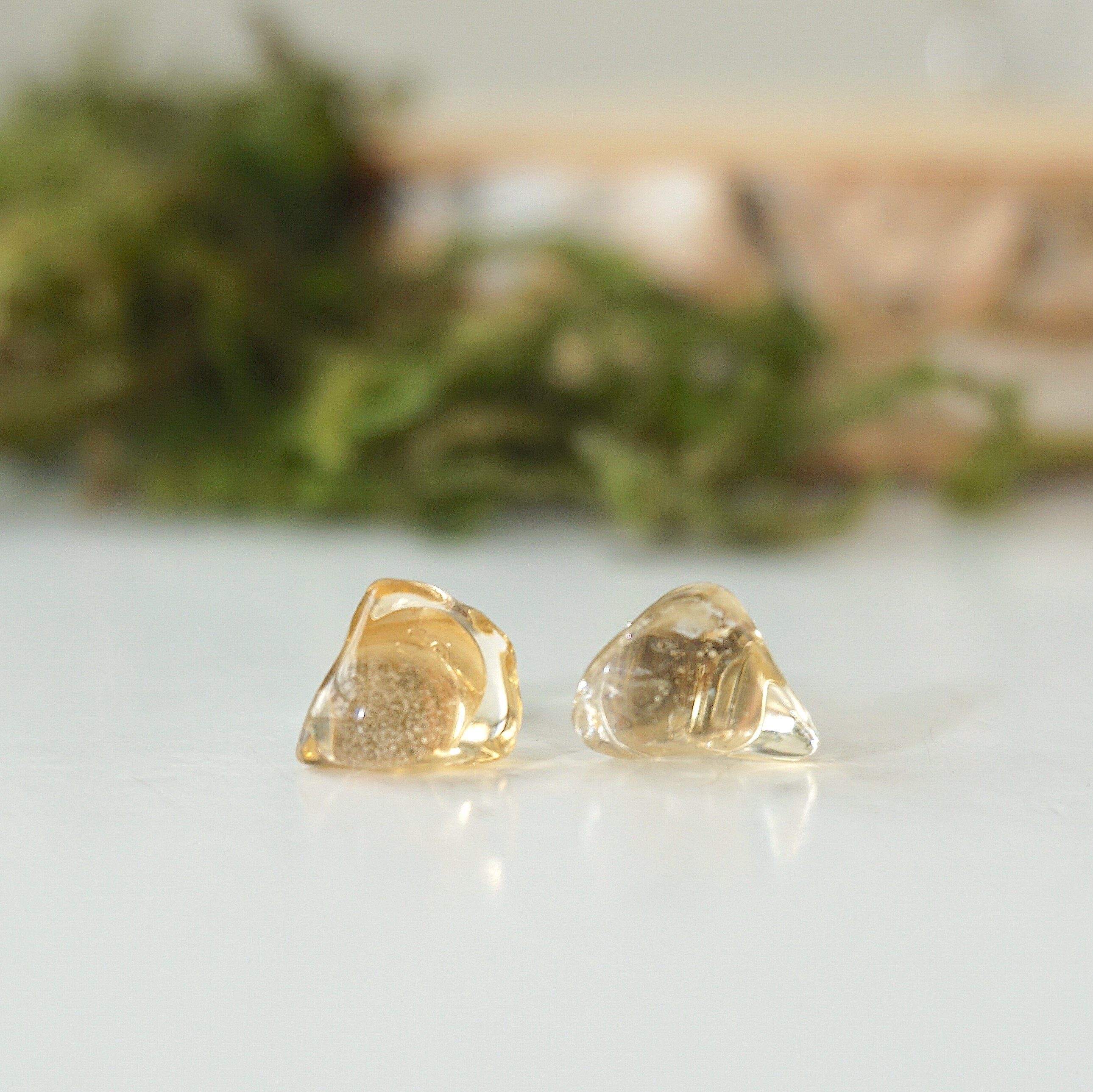 Natural Citrine Stud Earrings - 14K Gold Plated Post Earrings for Women - Elegant Minimalist Jewelry for Everyday Wear, Gift Giving & Special Occasions