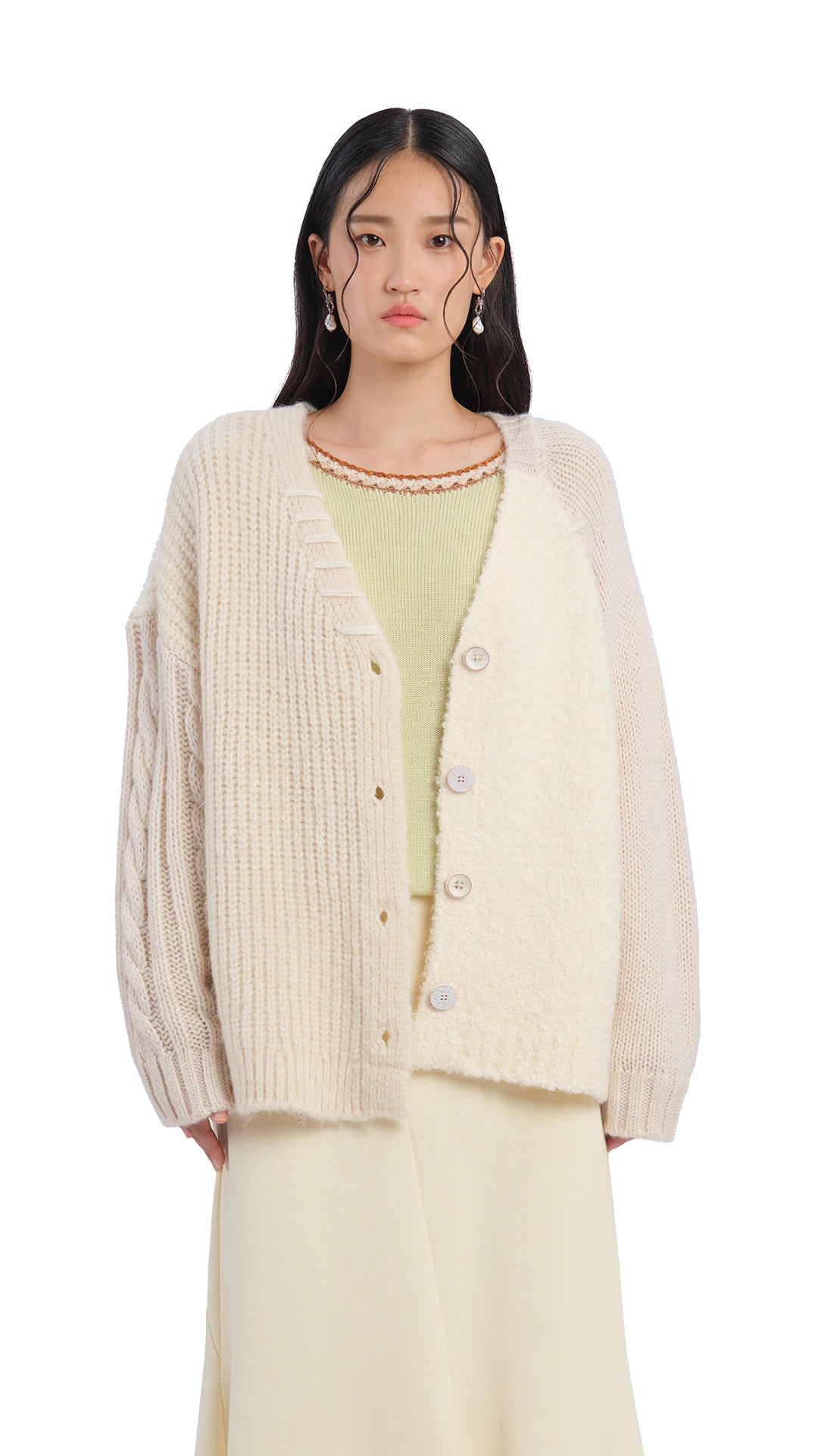 Bohemian Patchwork Cardigan for Women - Cozy Knit Sweater with Unique Color Block Design - Perfect for Fall Layering, Casual Outfits & Coffee Dates