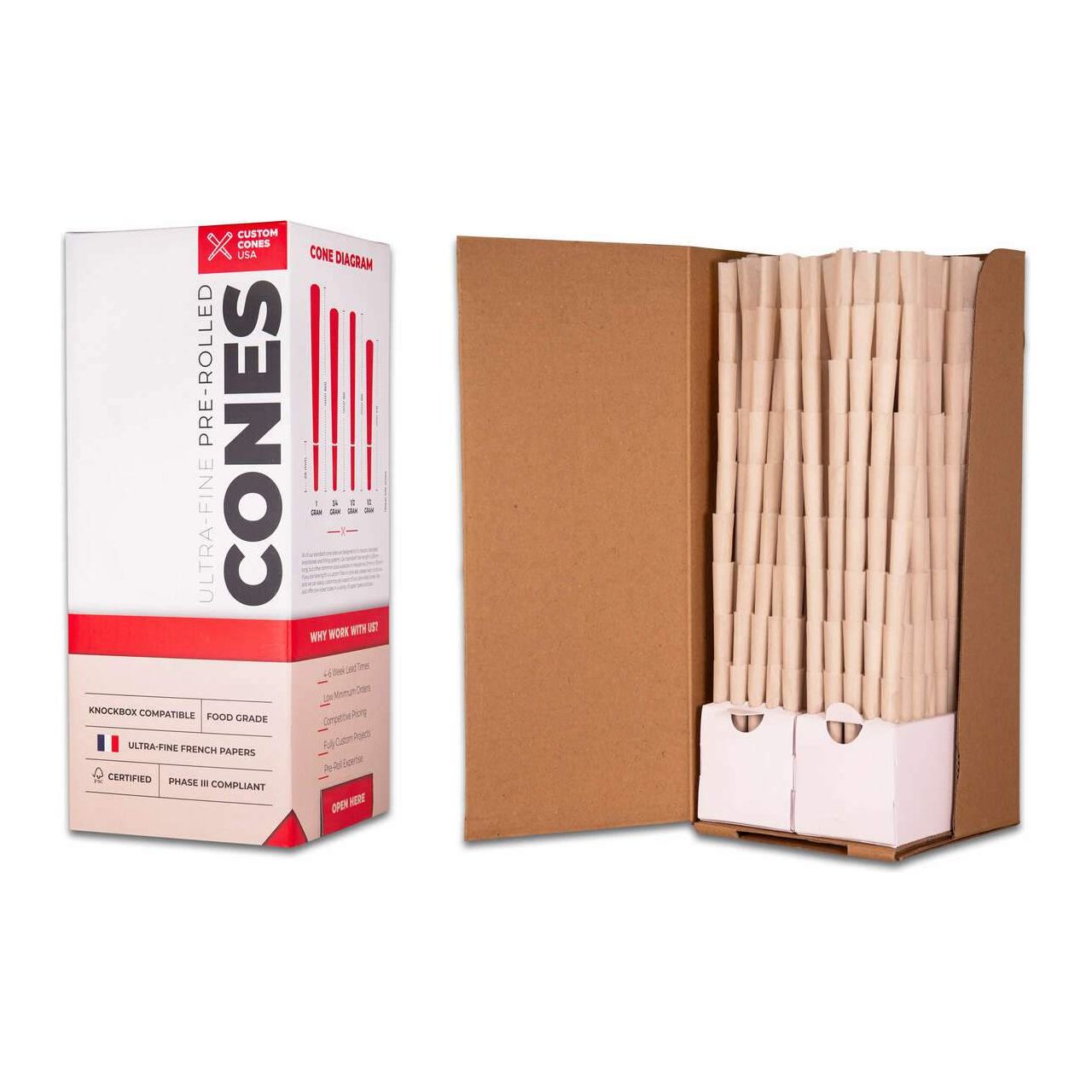 Organic Hemp Pre Rolled Cones 84mm - 100% Natural Custom Rolling Papers [900 Cones per Box] - Perfect for DIY Joints, Herbs & Tobacco Use at Home or Parties