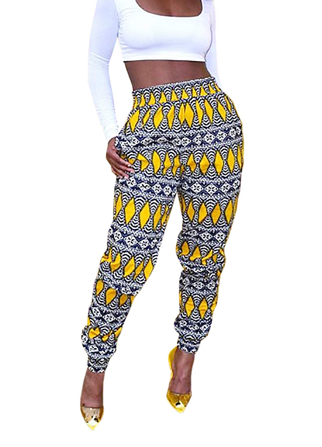 Liliam Women's Bohemian Floral Print Harem Pants - High Waist Hippie Lounge Pants with Pockets | Perfect for Yoga, Beach, Festival & Casual Wear