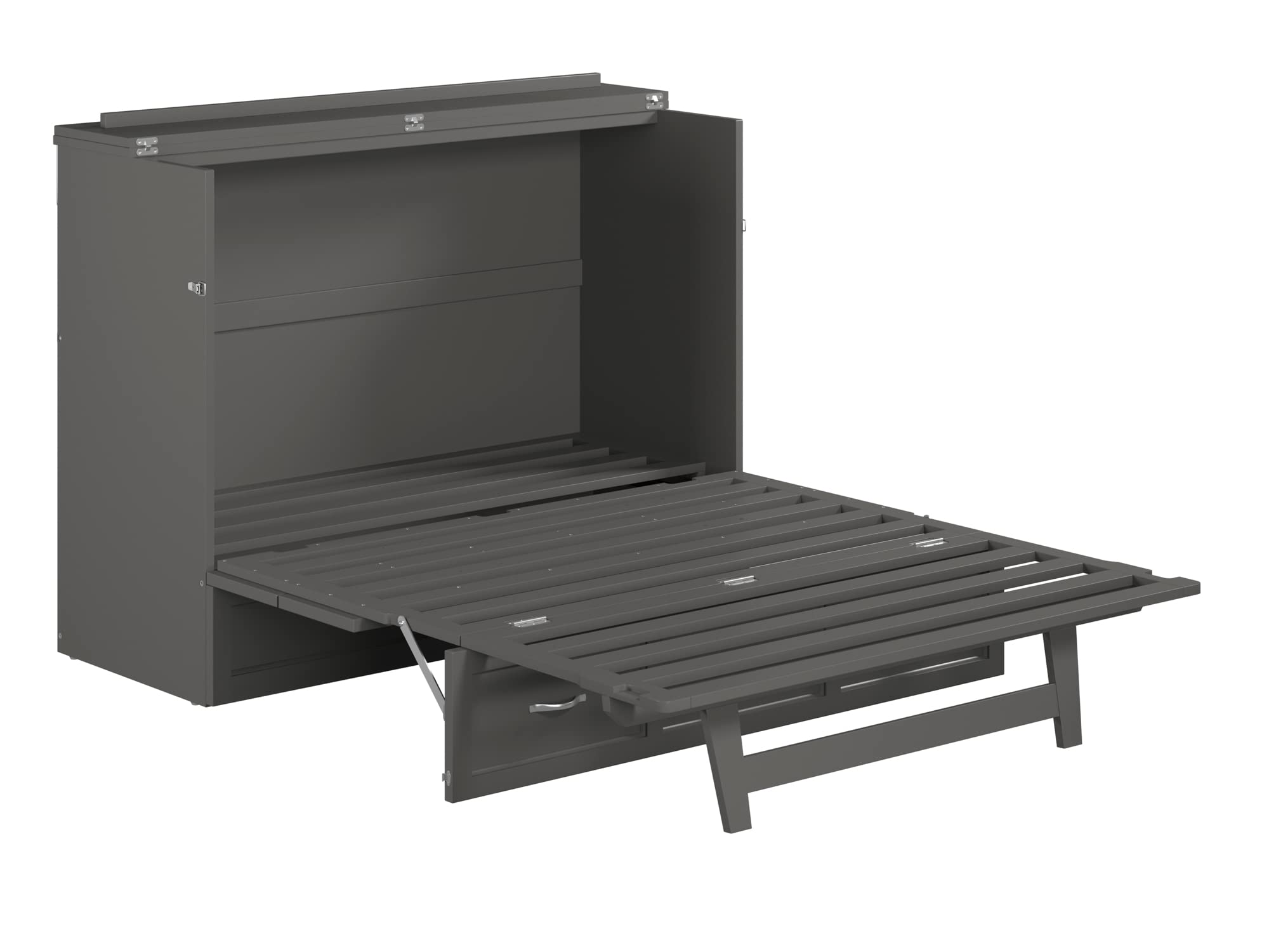 AFI Deerfield Full Size Murphy Bed with Built-in USB Charger, Grey - Space Saving Wall Bed for Small Apartments, Guest Rooms & Home Offices