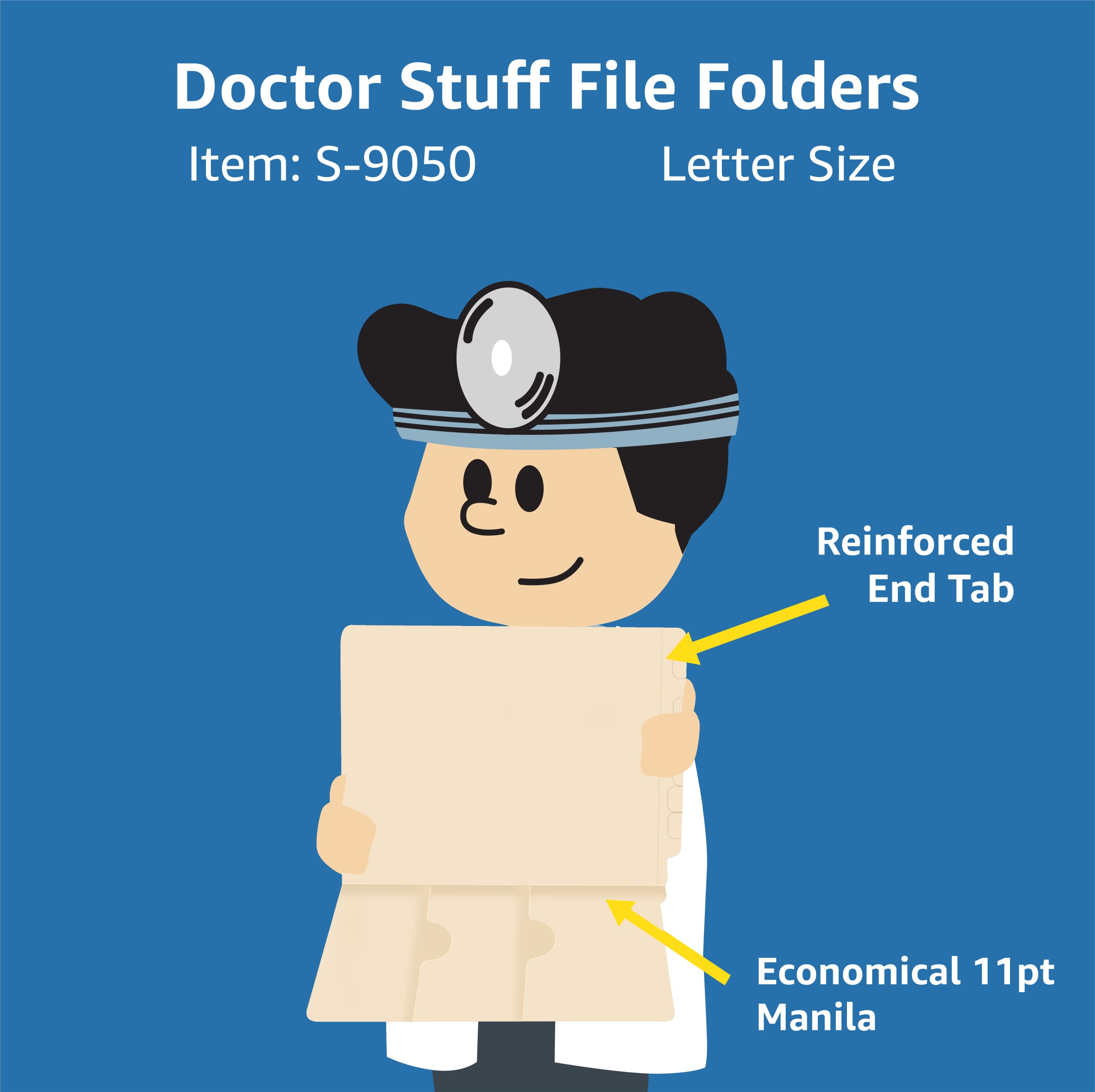 250-Count Heavy-Duty 11pt Manila File Folders with Double Pockets & Reinforced End Tabs - Secure Document Storage for Medical Offices, Hospitals, Schools and Business Use - Durable Organizer for Patient Records, Office Files and Important Documents