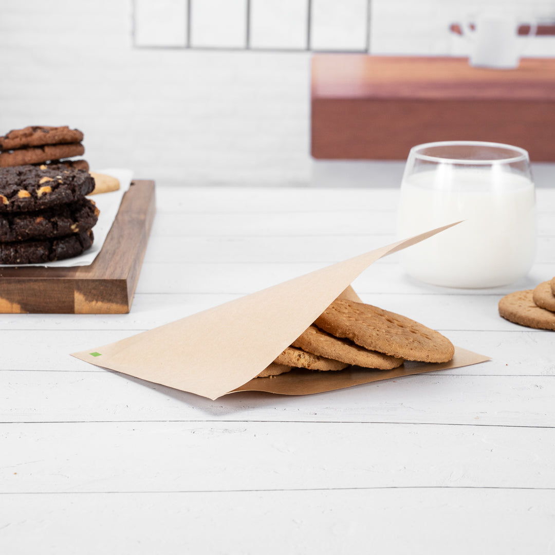 Kraft Paper Greaseproof Bags - Small Double Open Food Bags 6.25