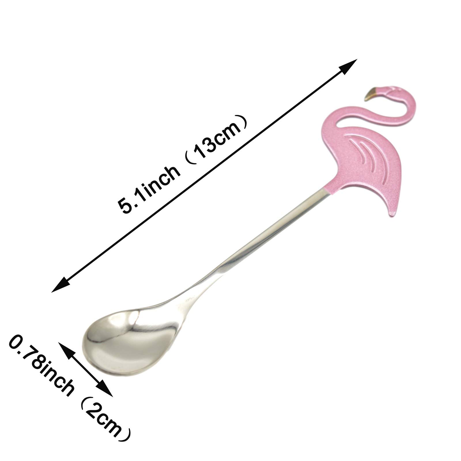 Maydahui 6-Piece Flamingo Spoon Set - 5.1 Inch 18/10 (304) Stainless Steel Animal-Shaped Spoons for Coffee, Tea, Espresso & Desserts - Cute Kitchen Accessories & Tableware for Parties, Picnics & Home Decor